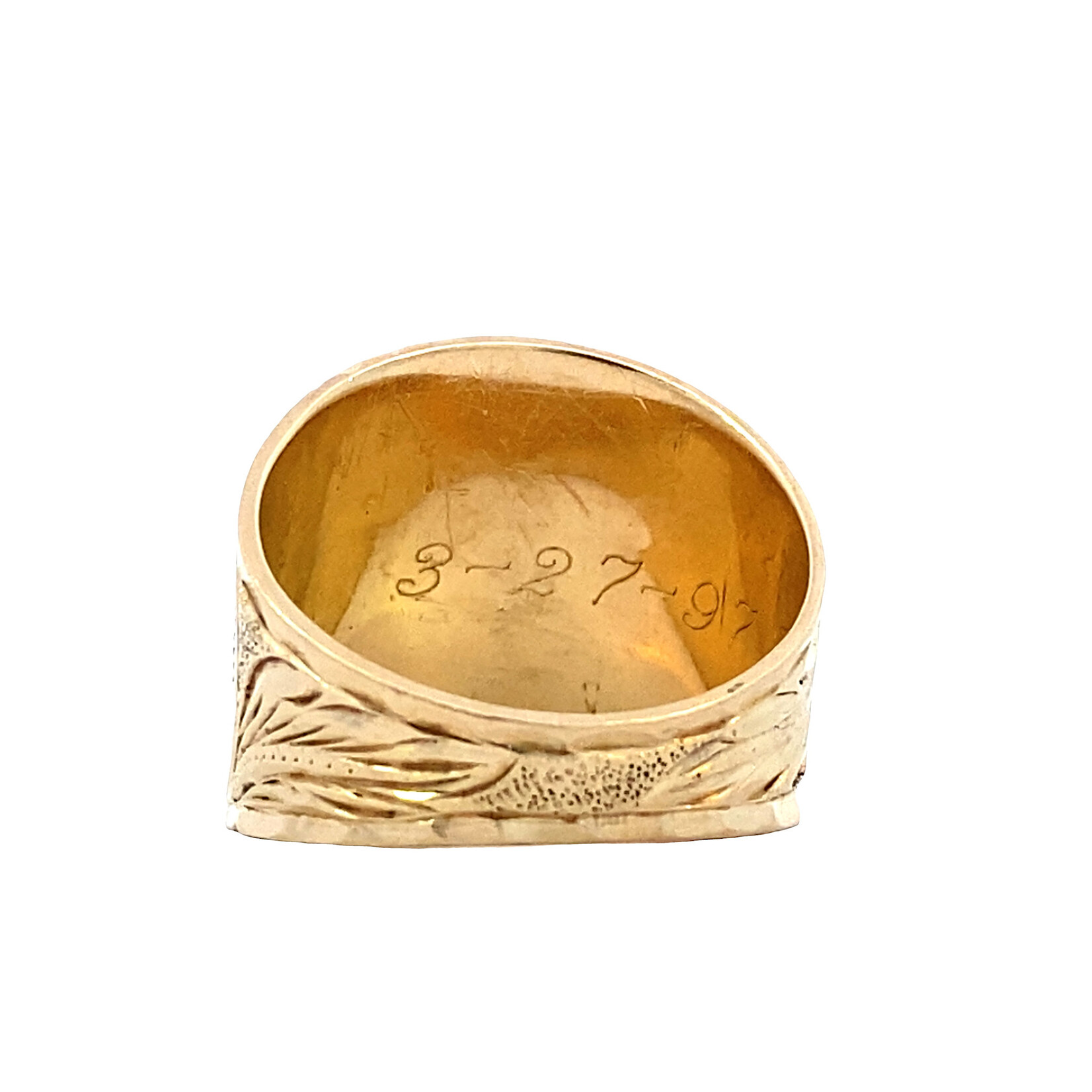 14K Yellow Gold 18mm Taper Hawaiian Initial Ring "B" sz6.25