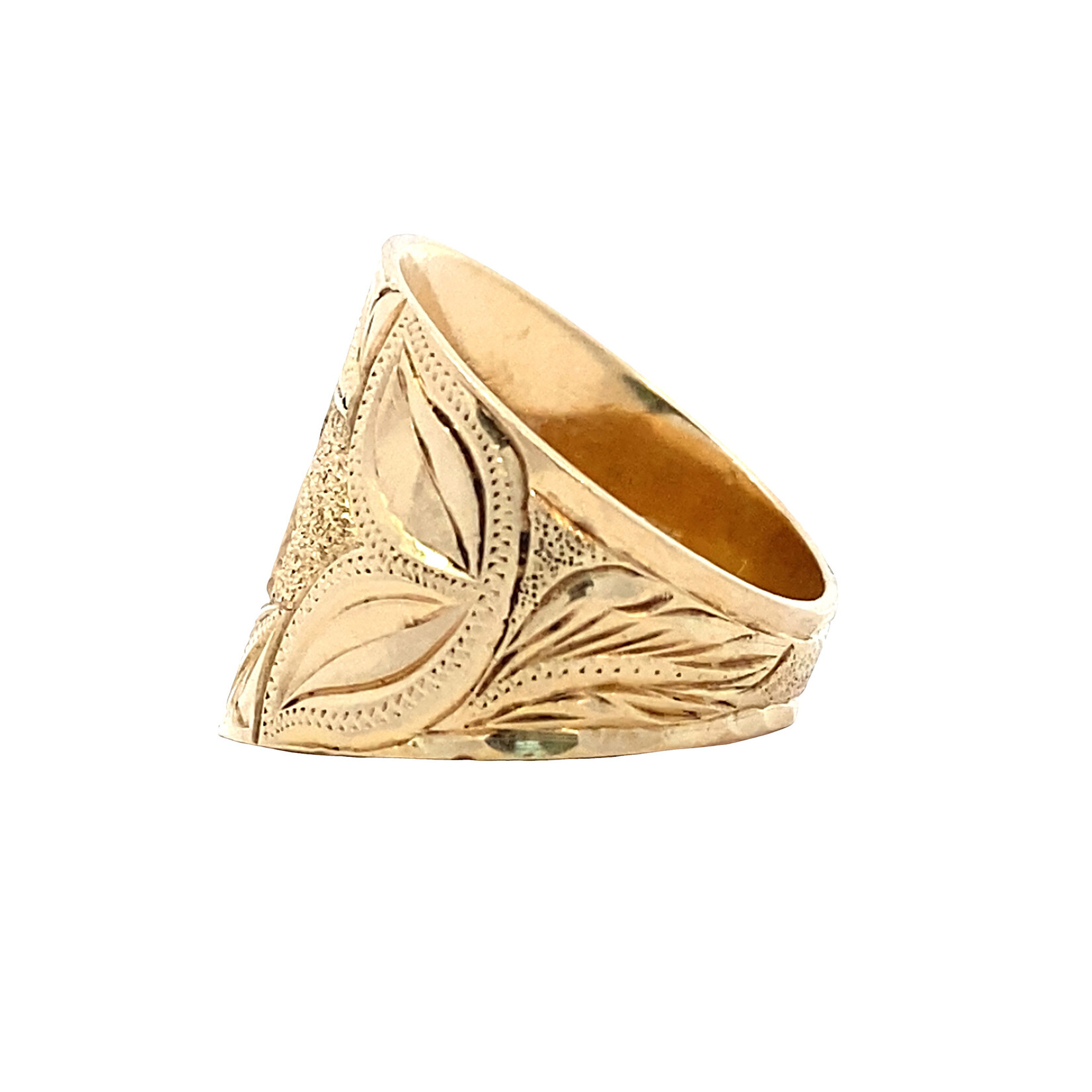 14K Yellow Gold 18mm Taper Hawaiian Initial Ring "B" sz6.25