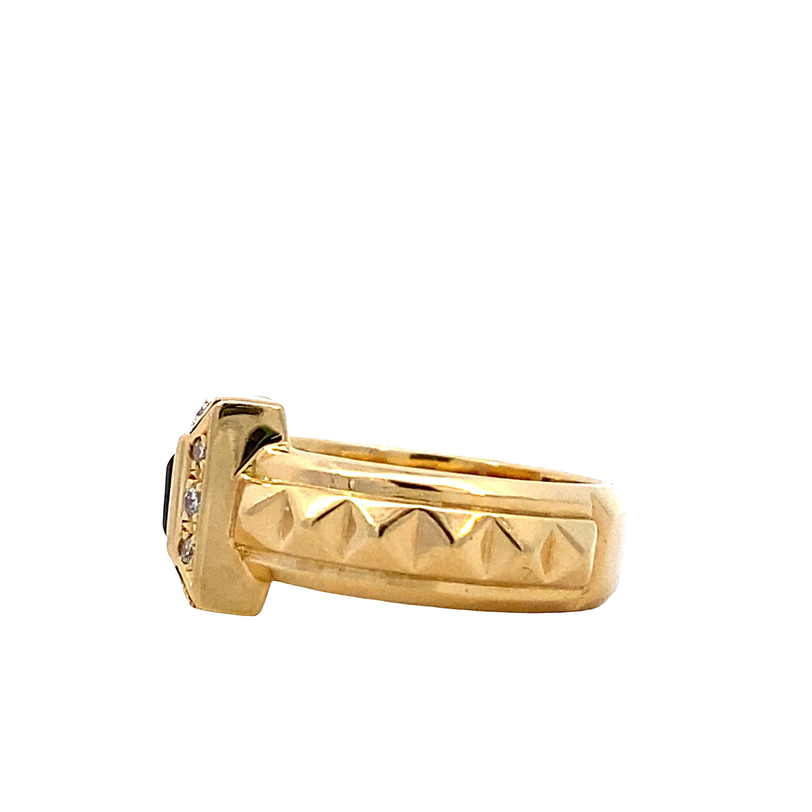 18K Yellow Gold "Onyx" & Diamond ring size 5.75