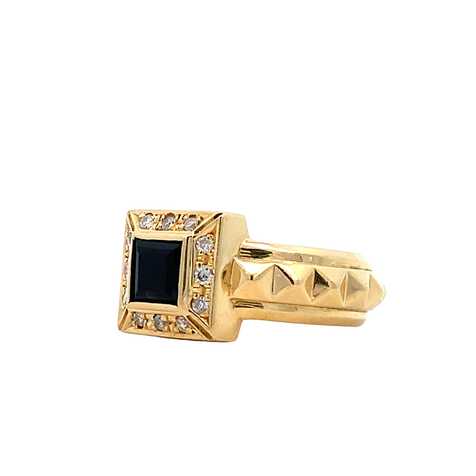 18K Yellow Gold "Onyx" & Diamond ring size 5.75