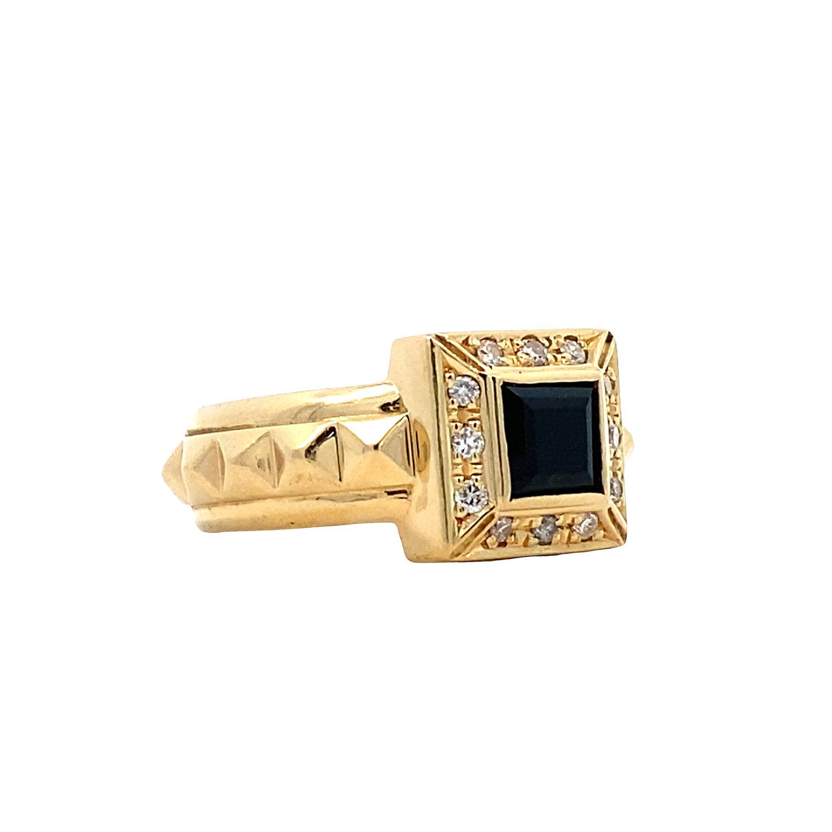18K Yellow Gold "Onyx" & Diamond ring sz5.75