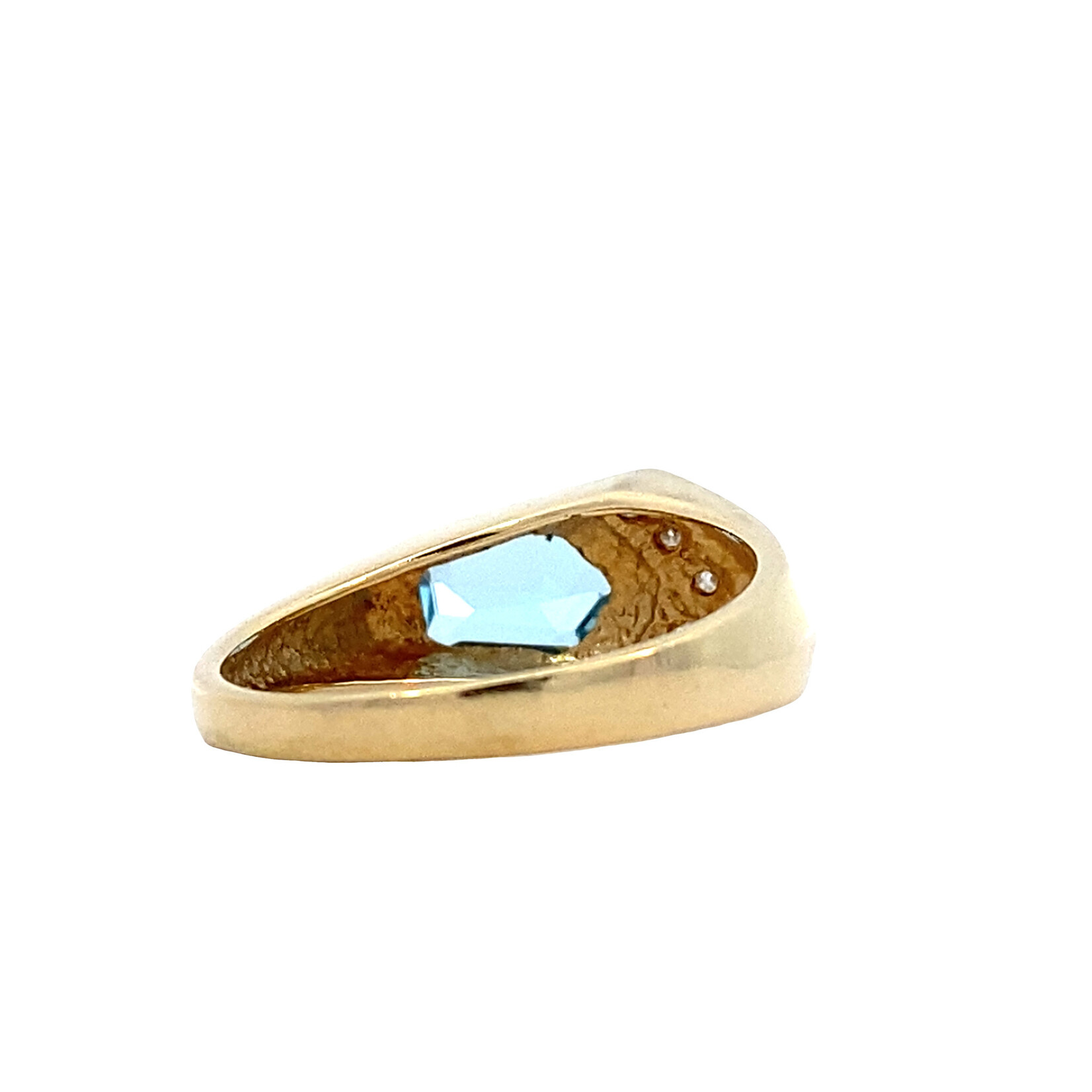 14K Yellow Gold Blue Topaz & Diamond Ring size 6.5