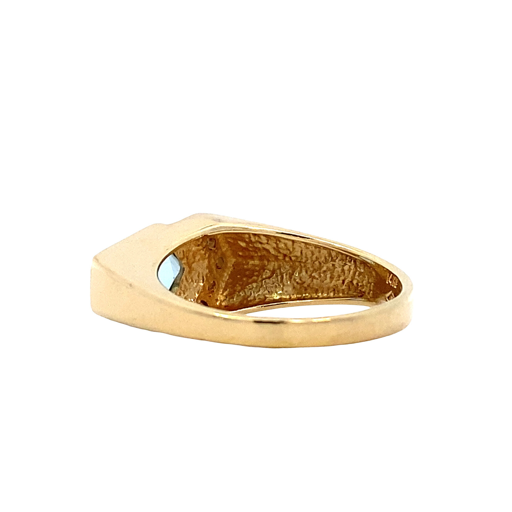 14K Yellow Gold Blue Topaz & Diamond Ring size 6.5