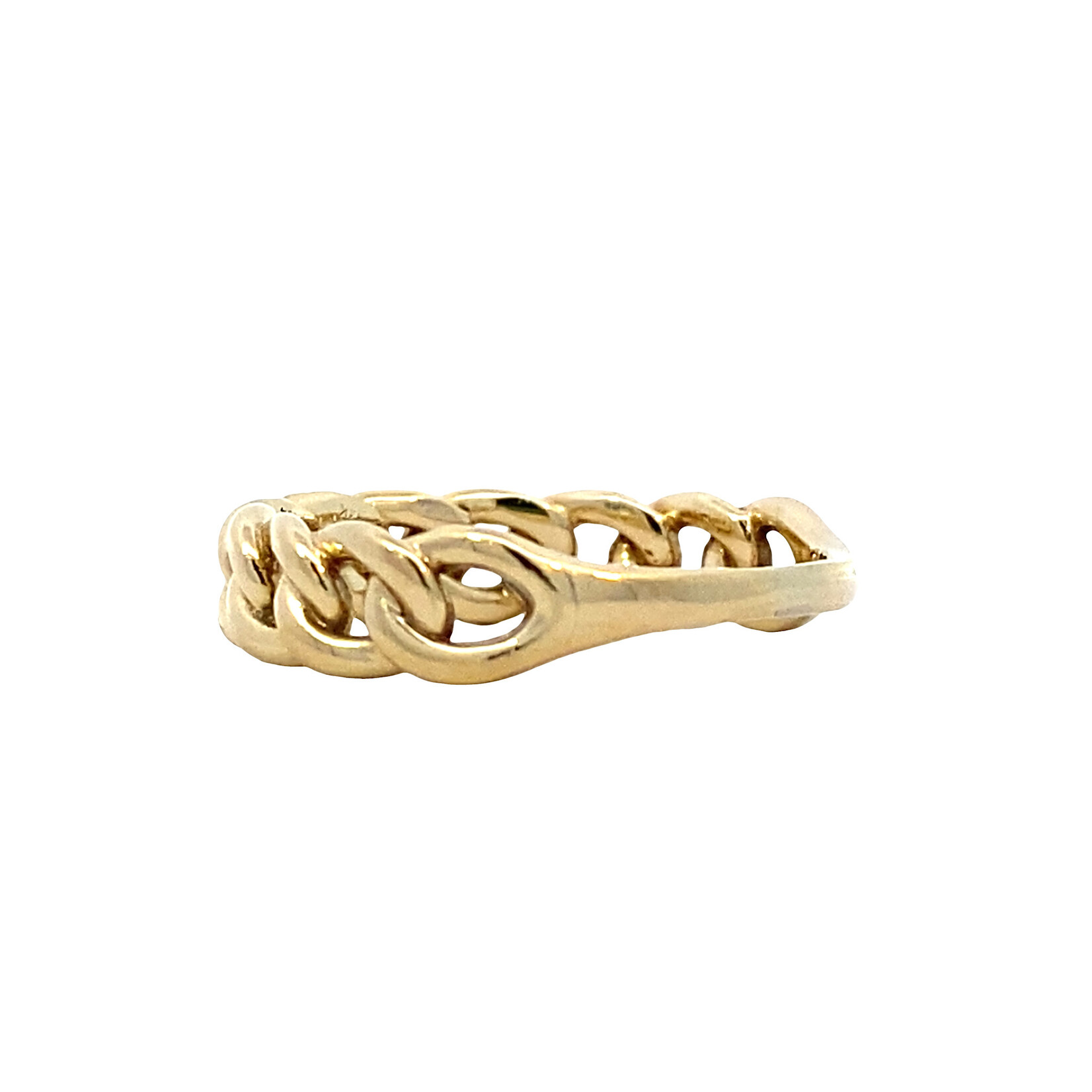 14K Yellow Gold Link Style with diamond ring sz8