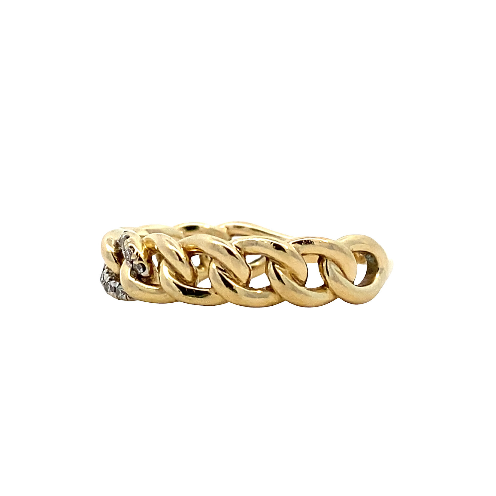 14K Yellow Gold Link Style with diamond ring sz8