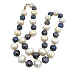 14K Yellow Gold 15" Fresh Water Pearl and Dyed Pearl Necklace
