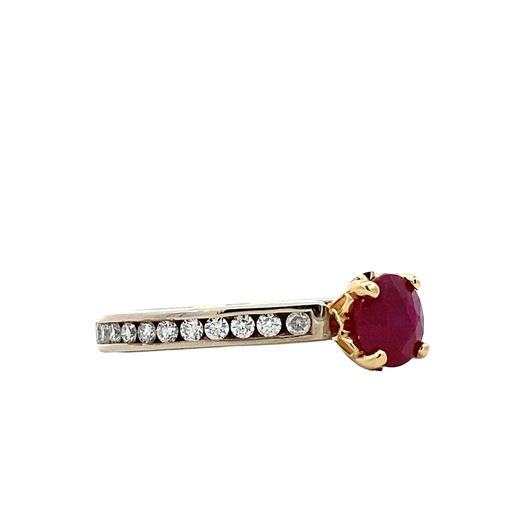 14K Two Tone Ruby and Diamond Ring size 6.5 D.38ctw R1.20ct