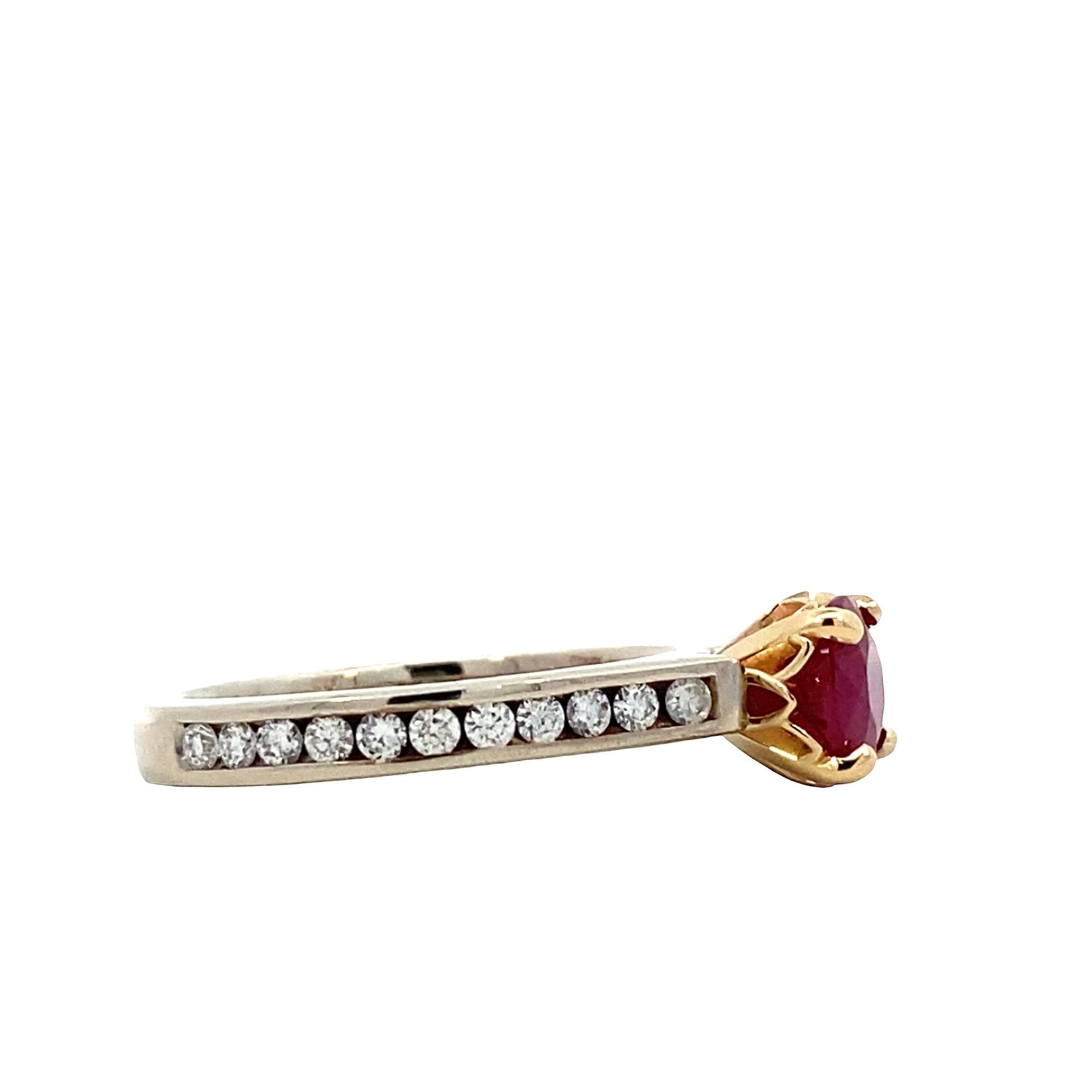14K Two Tone Ruby and Diamond Ring size 6.5 D.38ctw R1.20ct