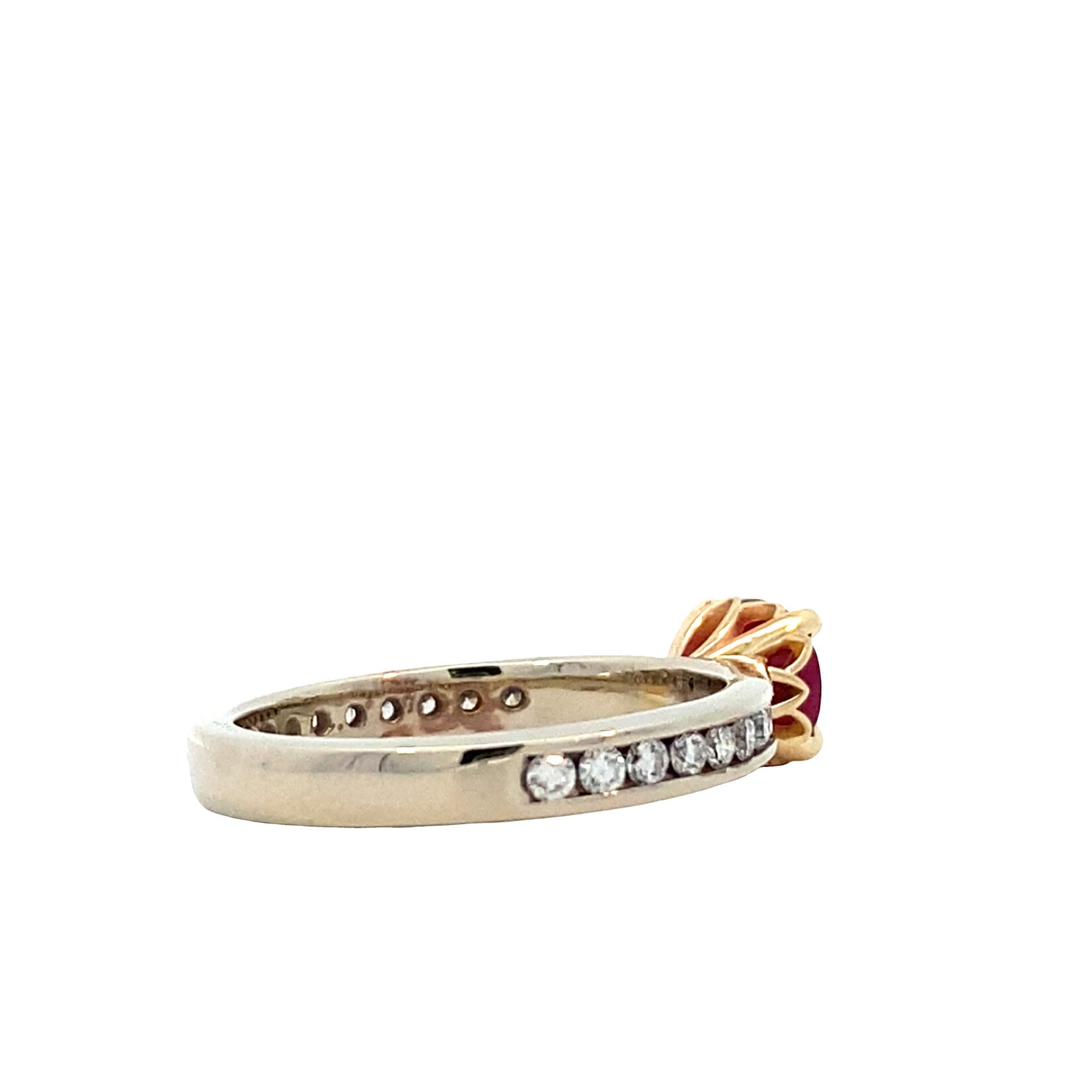 14K Two Tone Ruby and Diamond Ring size 6.5 D.38ctw R1.20ct