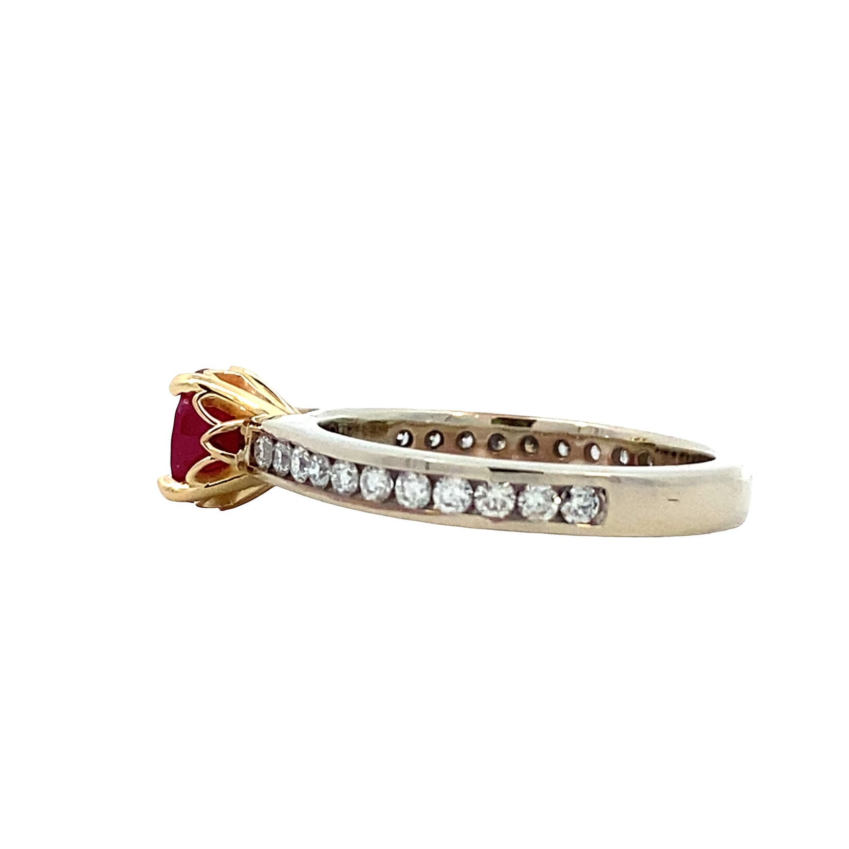 14K Two Tone Ruby and Diamond Ring size 6.5 D.38ctw R1.20ct