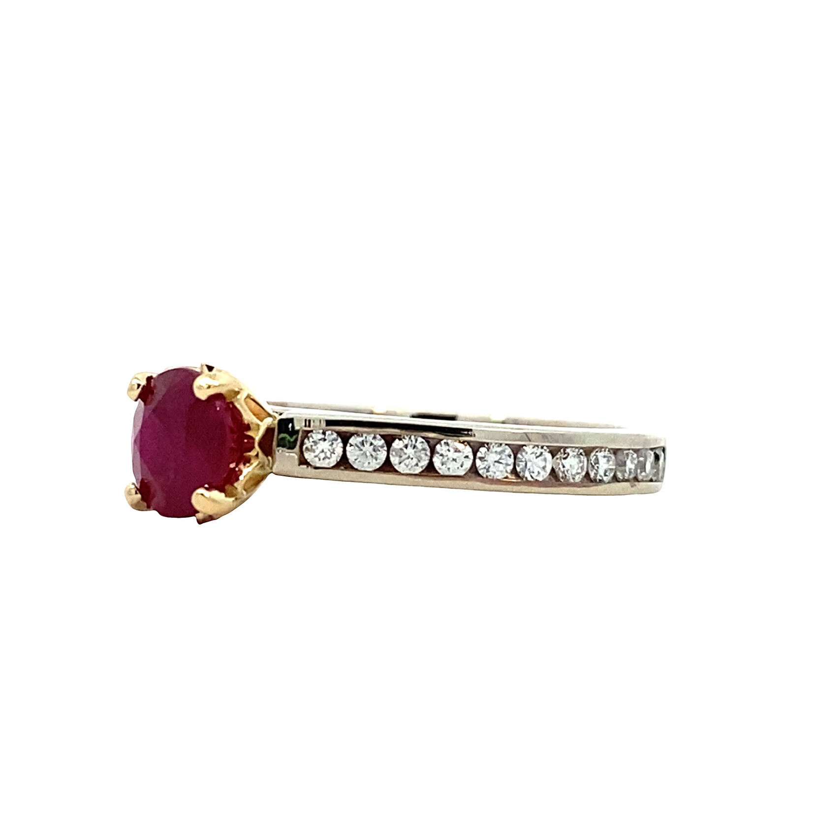14K Two Tone Ruby and Diamond Ring sz6.5 D.38ctw R1.20ct