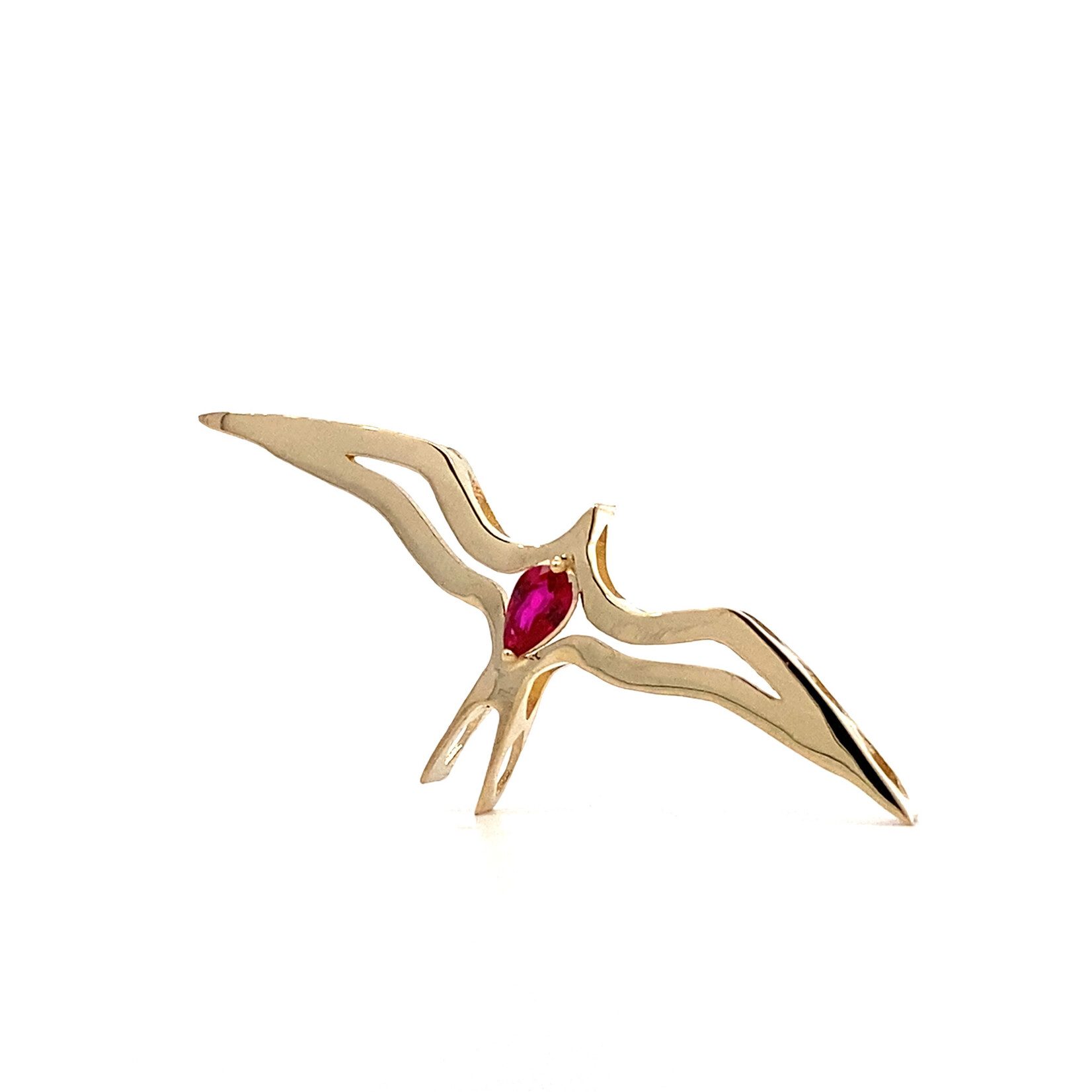 14K Yellow Gold 'Iwa Lele Ruby Pendant R.25ct