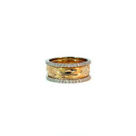 Maile Kaluhea 14K Yellow Gold Two-Tone Maile Kaluhea with Diamond Borders sz7.25 D.37ctw