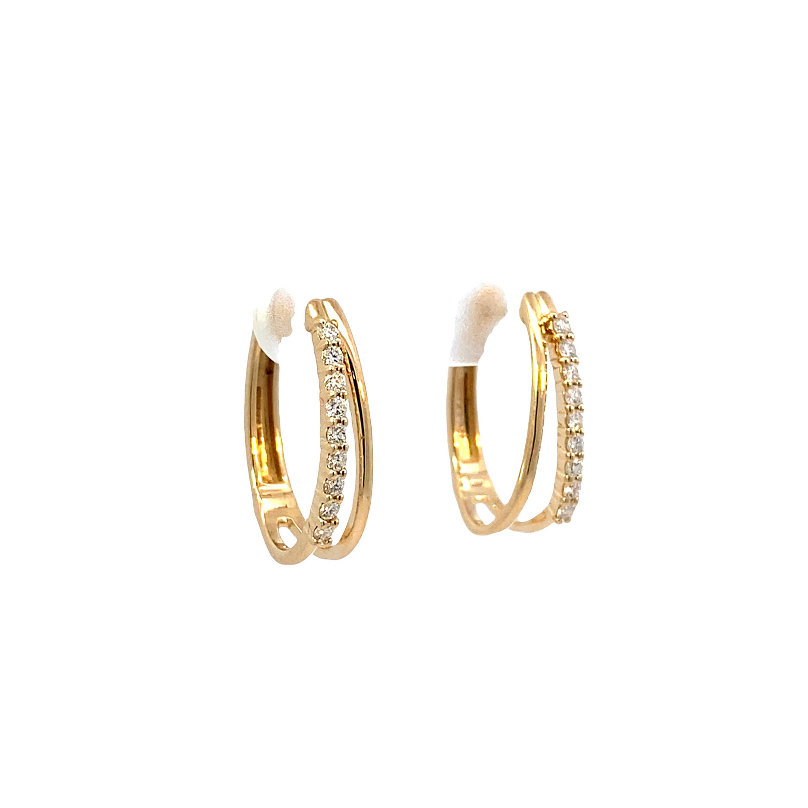 14K Yellow Gold Split Oval Diamond Hoops D.24tw
