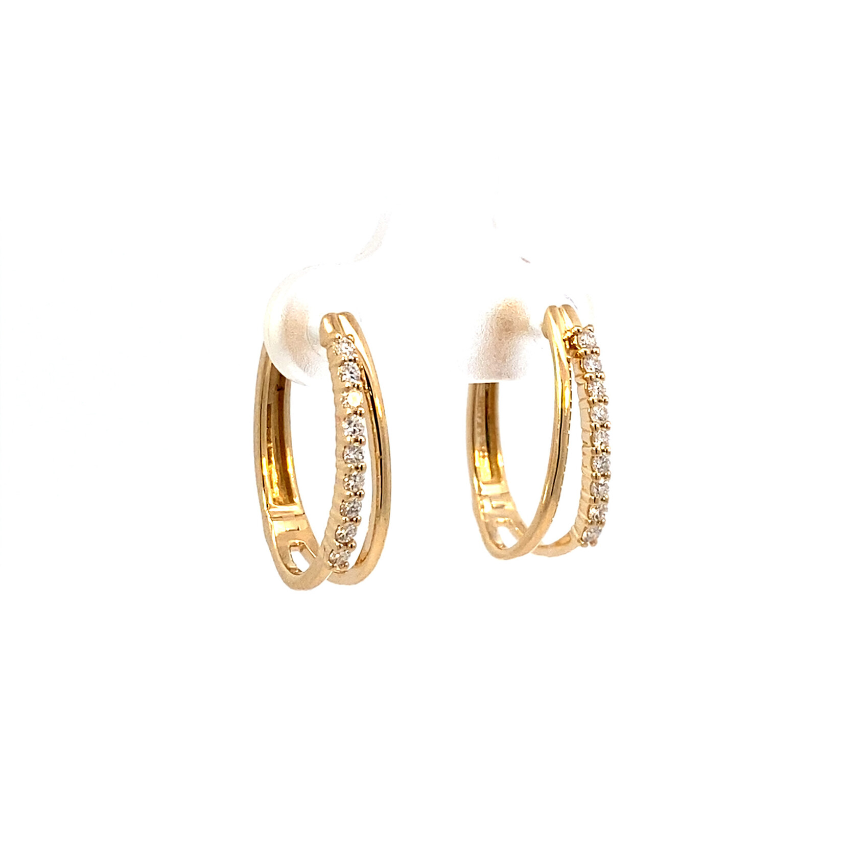14K Yellow Gold Split Oval Diamond Hoops D.24tw