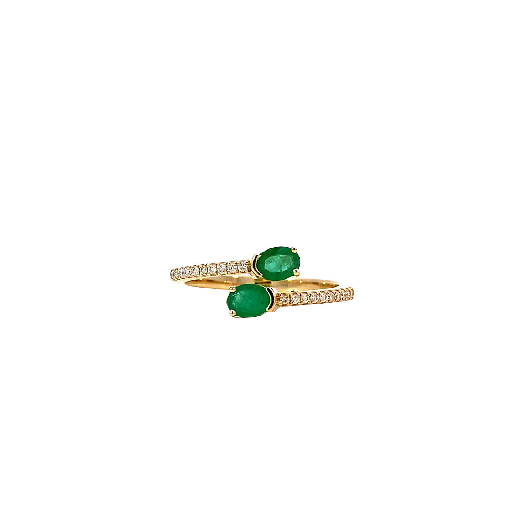 14K Yellow Gold Emerald & Diamond Ring sz6.5 E.46tw D.10tw