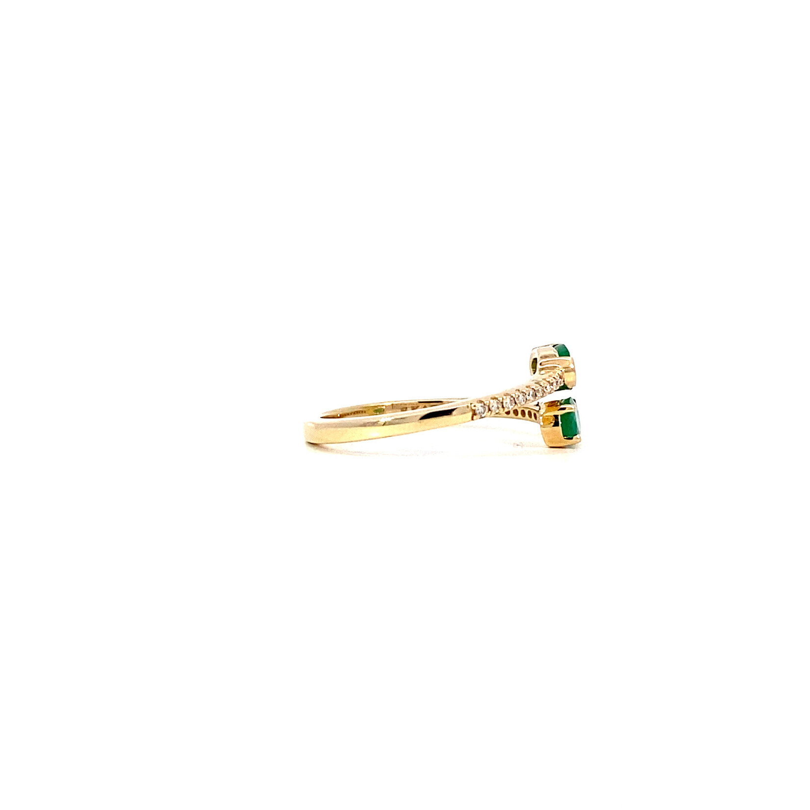 14K Yellow Gold Emerald & Diamond Ring size 6.5 E.46tw D.10tw