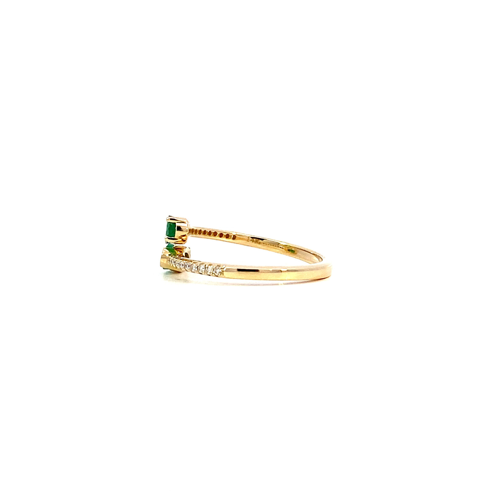 14K Yellow Gold Emerald & Diamond Ring size 6.5 E.46tw D.10tw