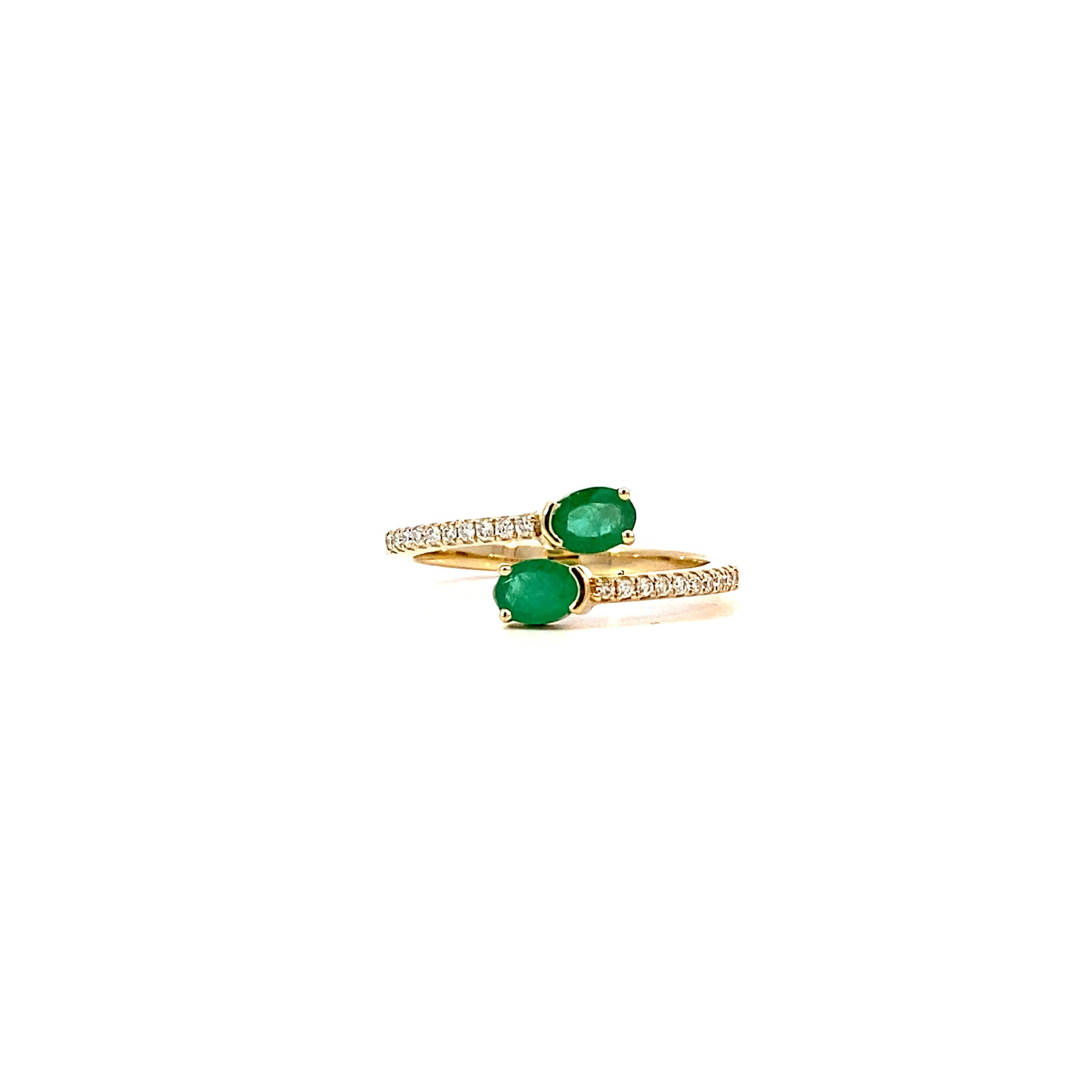 14K Yellow Gold Emerald & Diamond Ring size 6.5 E.46tw D.10tw