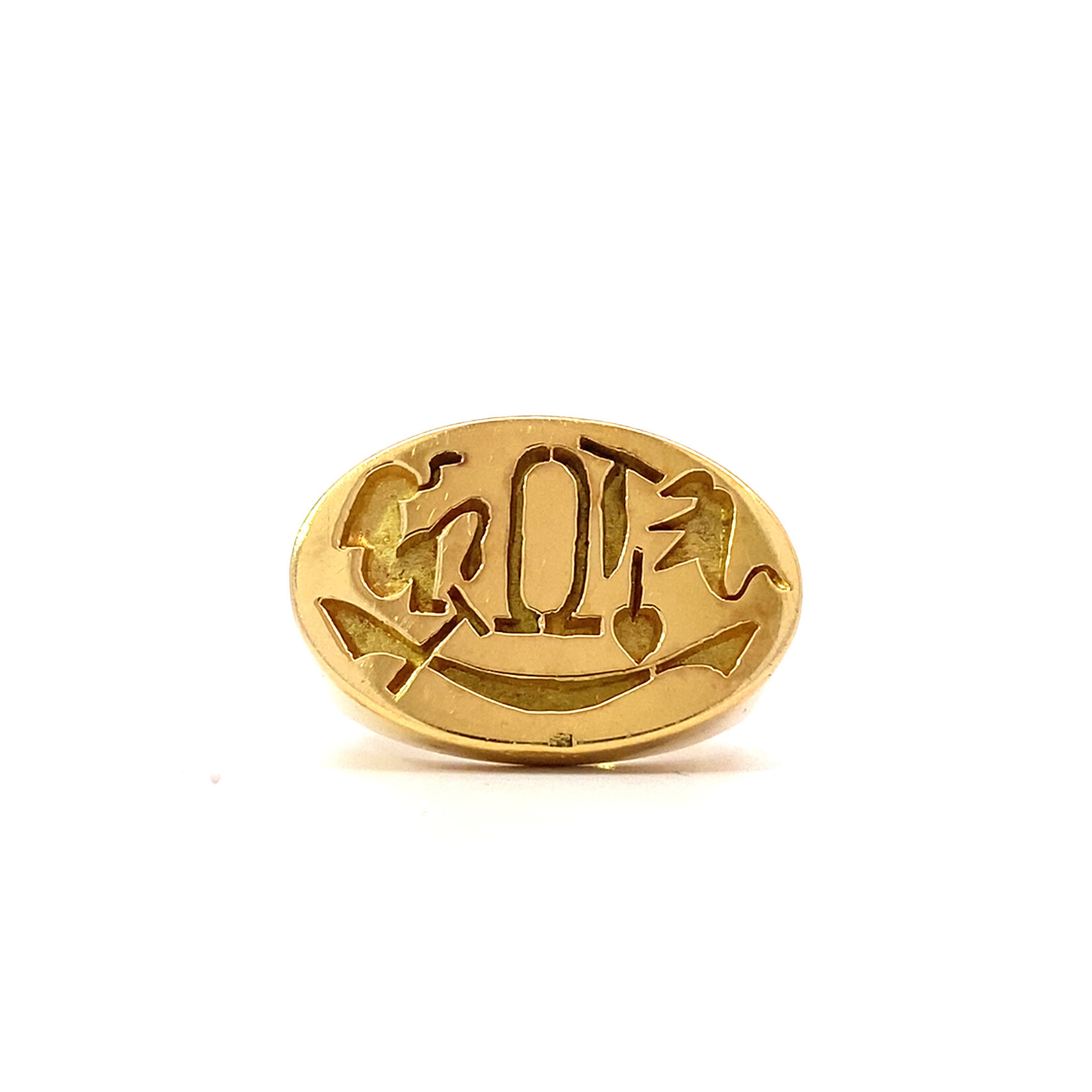 18K Yellow Gold Egyptian signet ring sz 9.25