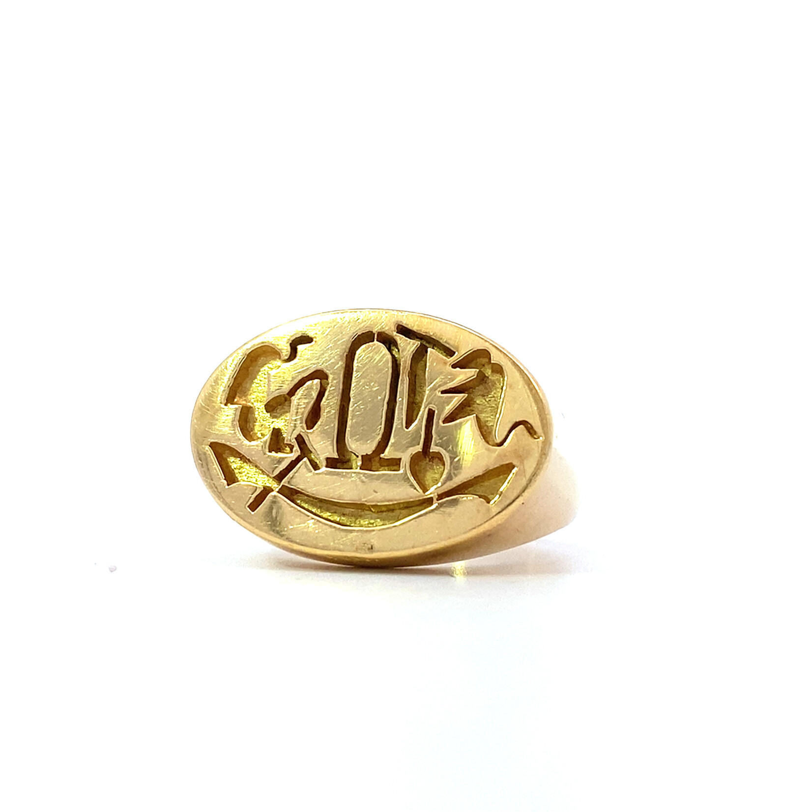 18K Yellow Gold Egyptian signet ring sz 9.25