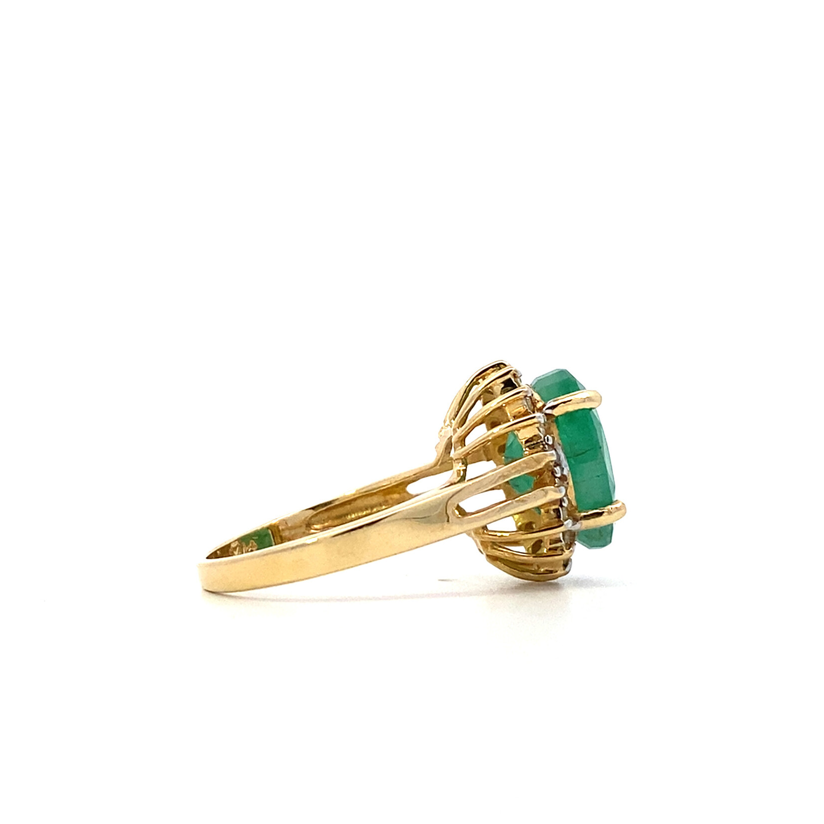 14K Yellow Emerald & Diamond Ring D +/-.25ct E +/- 4.0ct size 7 commercial grade emer