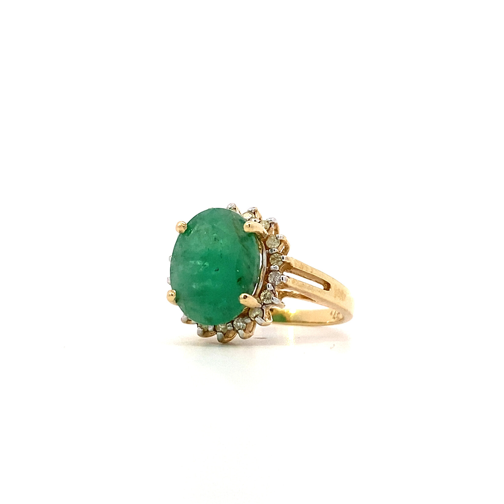 14K Yellow Emerald & Diamond Ring D +/-.25ct E +/- 4.0ct size 7 commercial grade emer