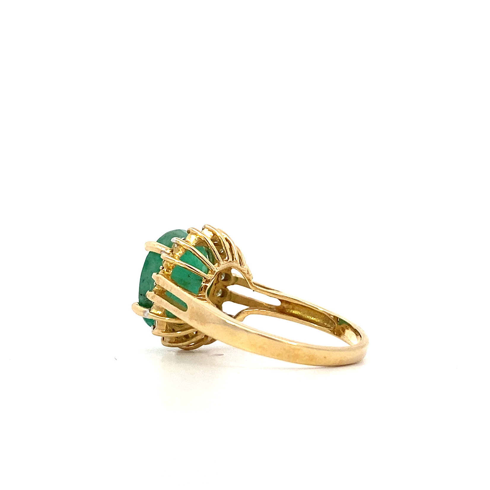 14K Yellow Emerald & Diamond Ring D +/-.25ct E +/- 4.0ct size 7 commercial grade emer