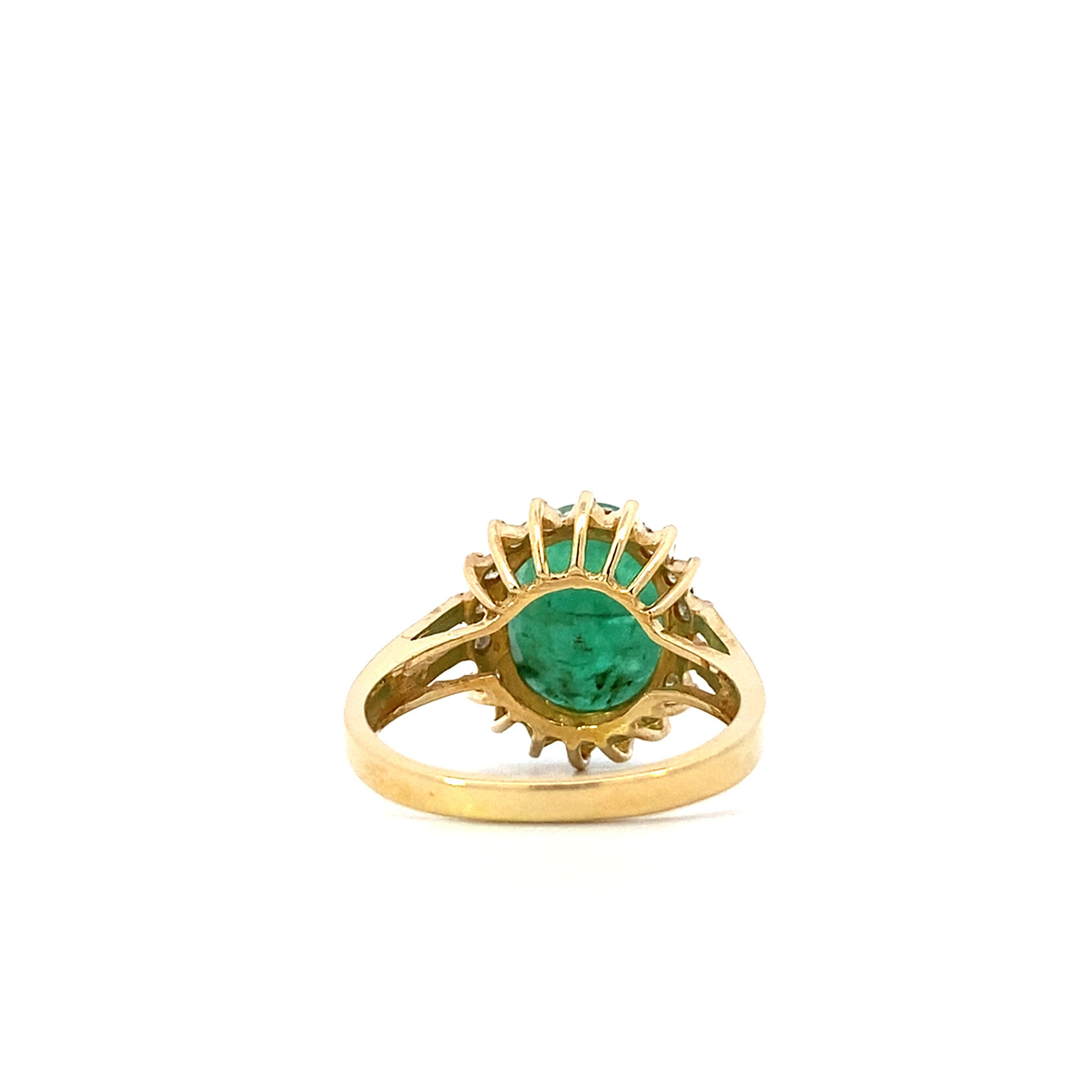 14K Yellow Emerald & Diamond Ring D +/-.25ct E +/- 4.0ct size 7 commercial grade emer