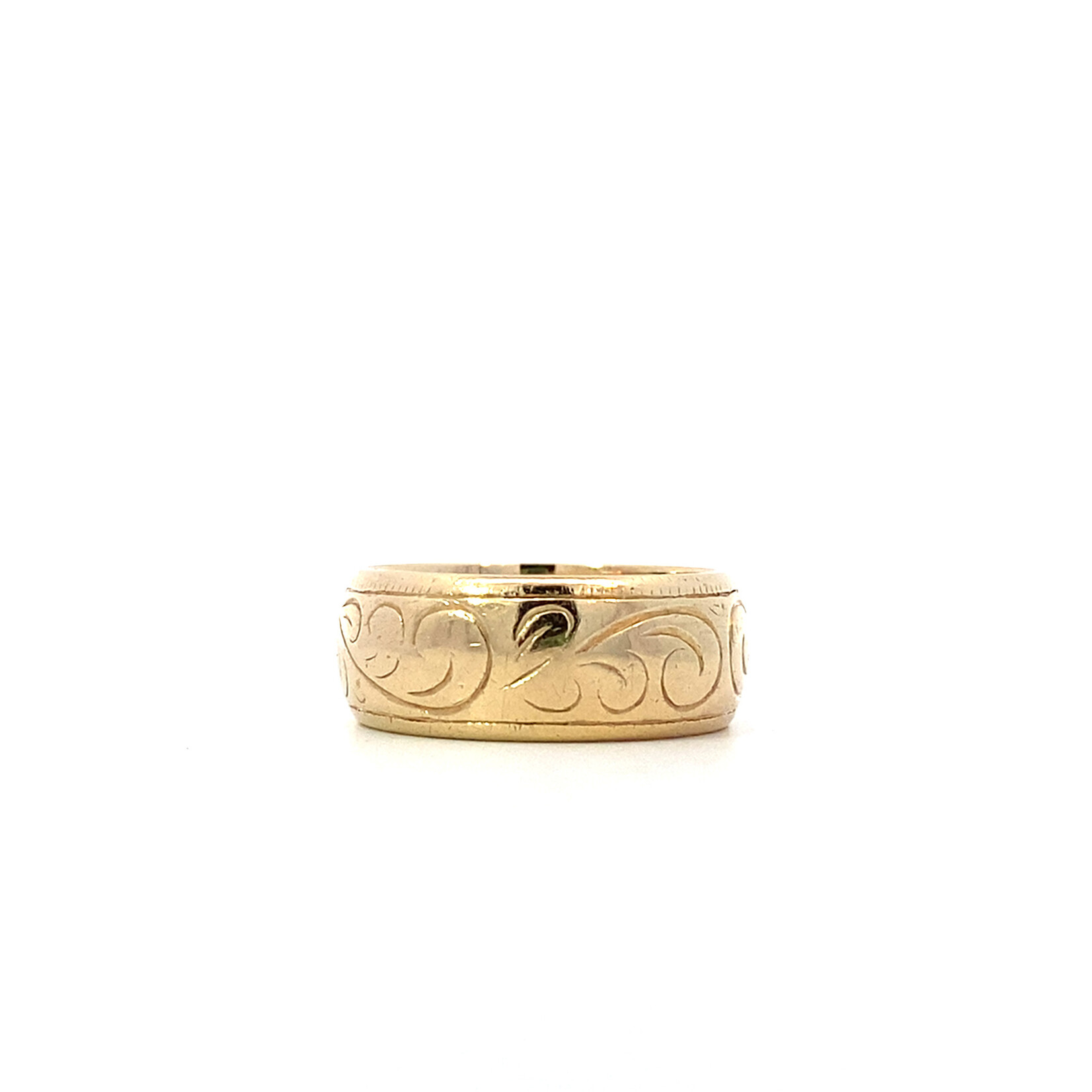 14K Yellow Gold 8mm Hawaiian engraved ring sz 8