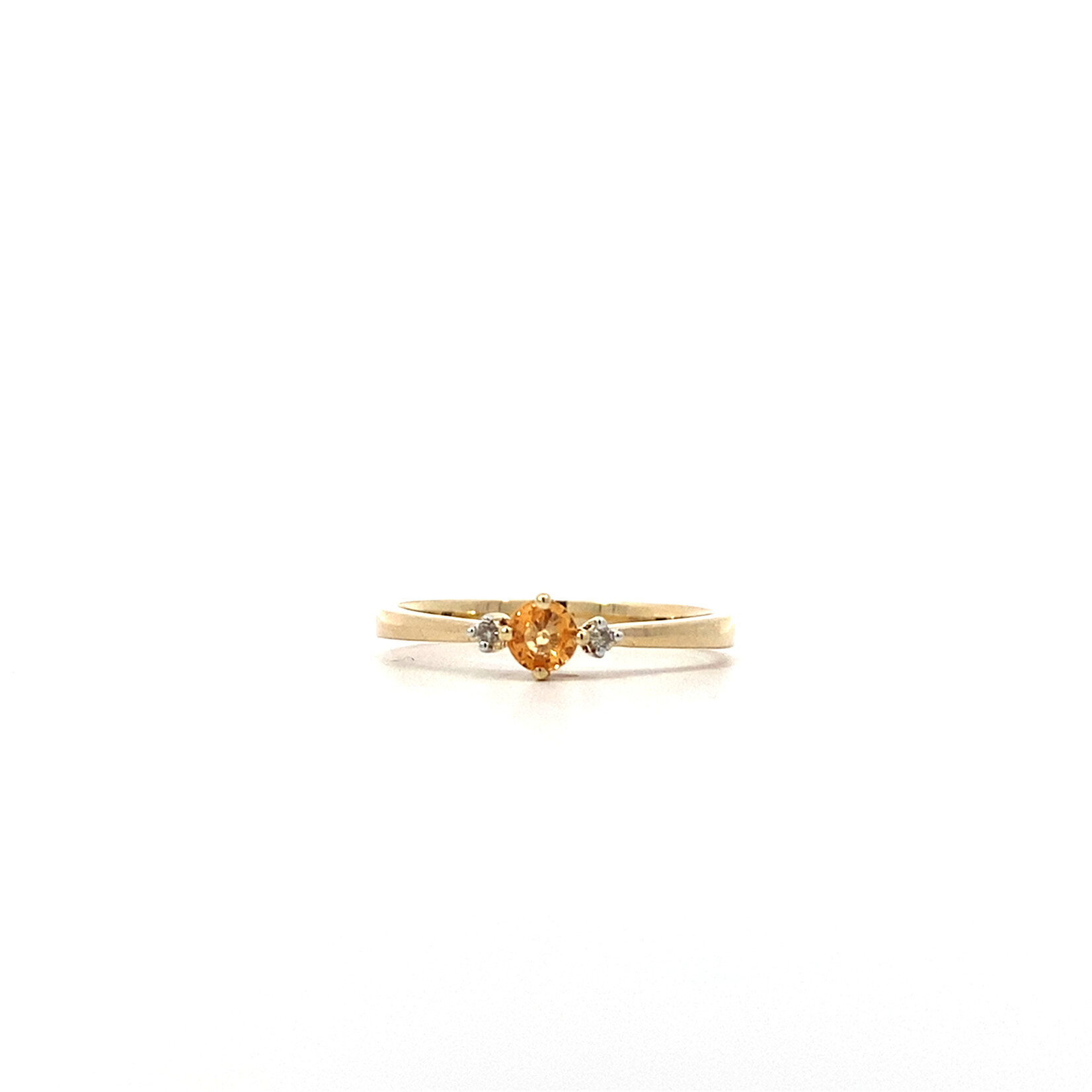 10K Yellow Gold Orange/white stone ring sz 7