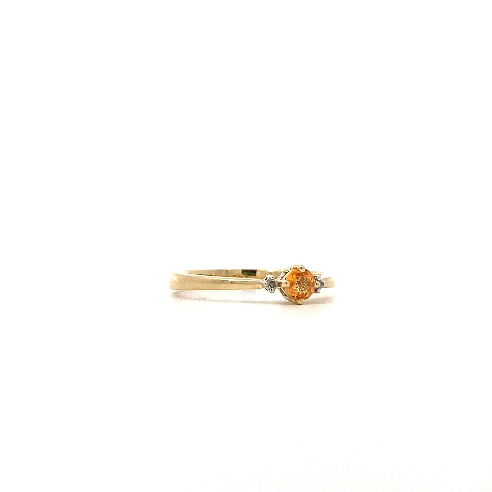 10K Yellow Gold Orange/white stone ring sz 7