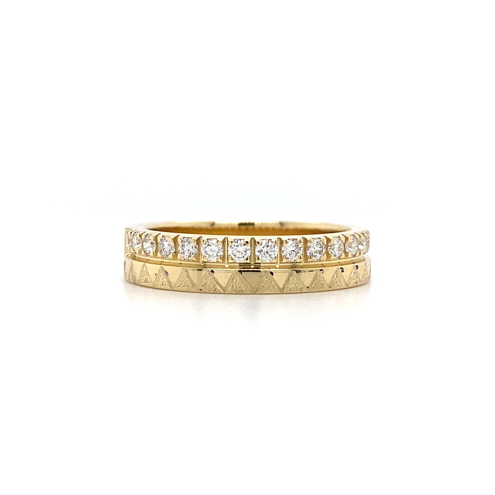 Hokuala 14K Yellow Gold 4mm Flat Heavy Hokuālā Diamond Ring sz7 D.33ctw SI2-3 G-H