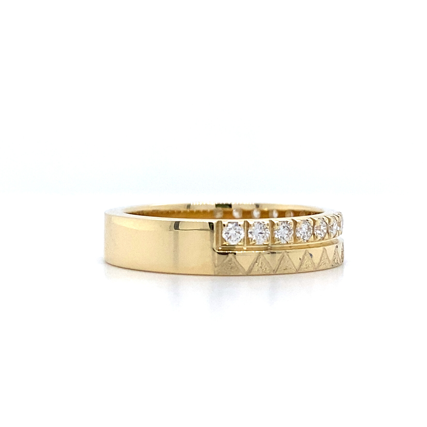 Hokuala 14K Yellow Gold 4mm Flat Heavy Hokuālā Diamond Ring sz7 D.33ctw SI2-3 G-H