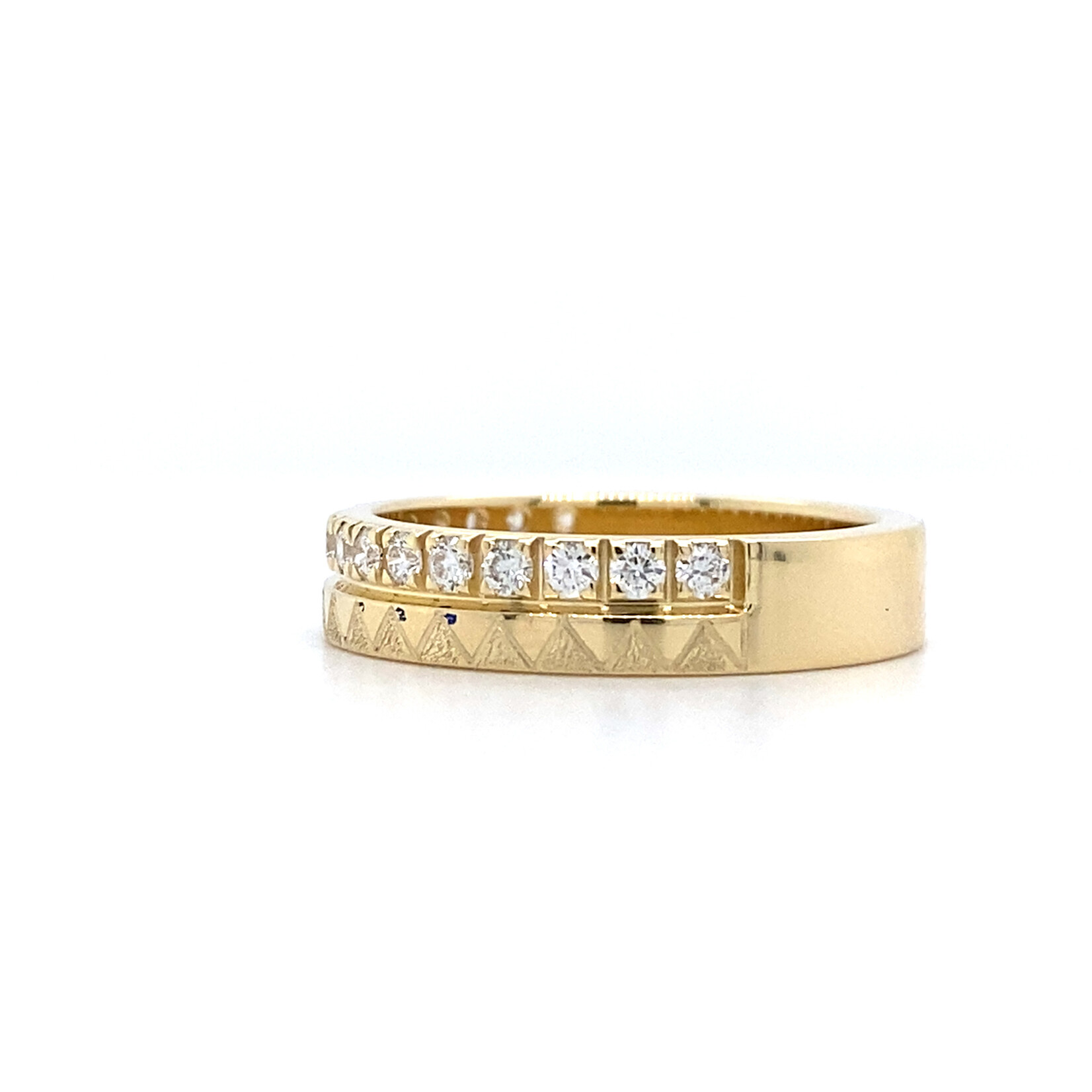 Hokuala 14K Yellow Gold 4mm Flat Heavy Hokuālā Diamond Ring sz7 D.33ctw SI2-3 G-H