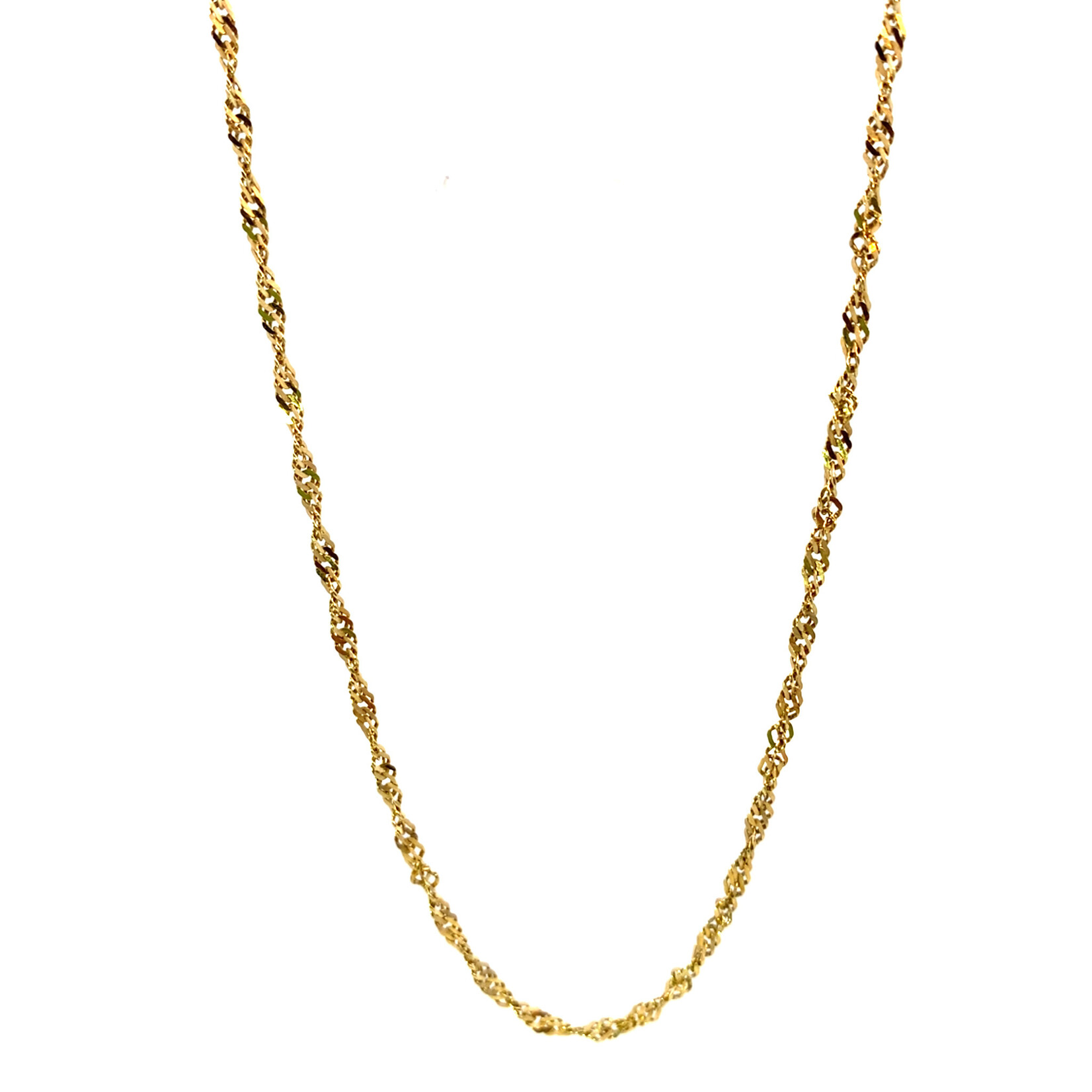 14K Yellow Gold 16" Diamond Cut Singapore Chain