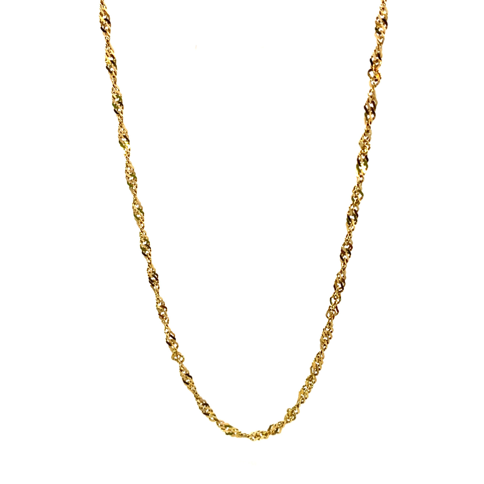 14K Yellow Gold 16" Diamond Cut Singapore Chain