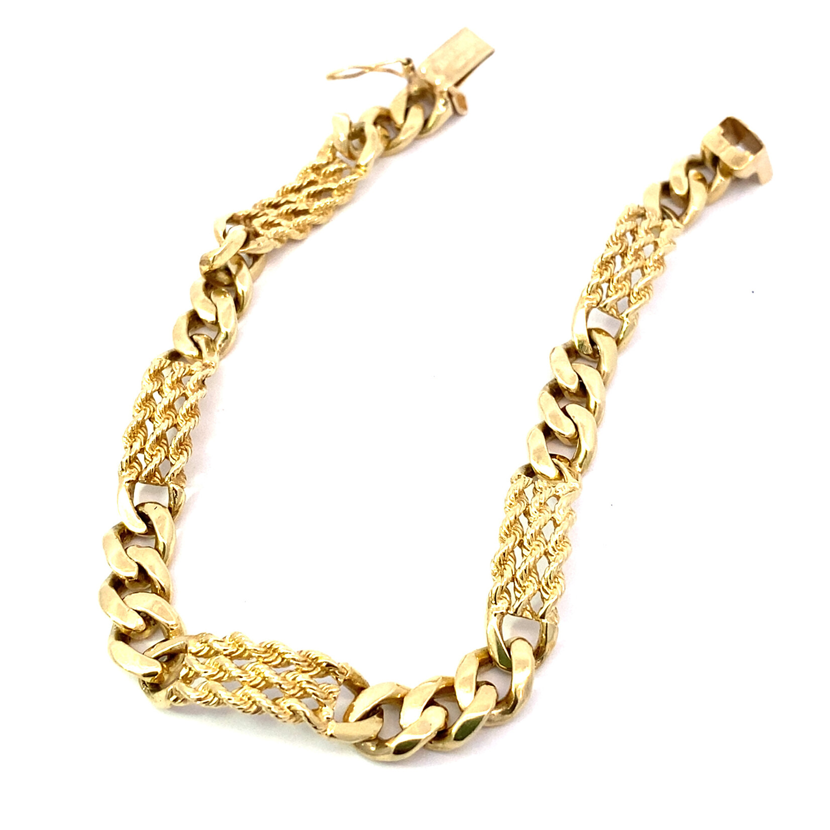14K Yellow Gold 8" 7mm Rope and Figaro Bracelet