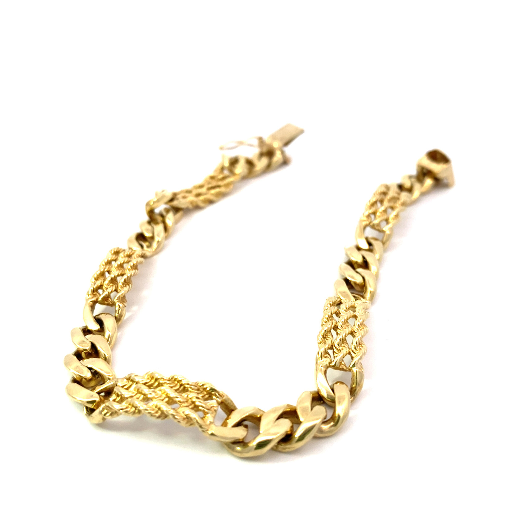 14K Yellow Gold 8" 7mm Rope and Figaro Bracelet