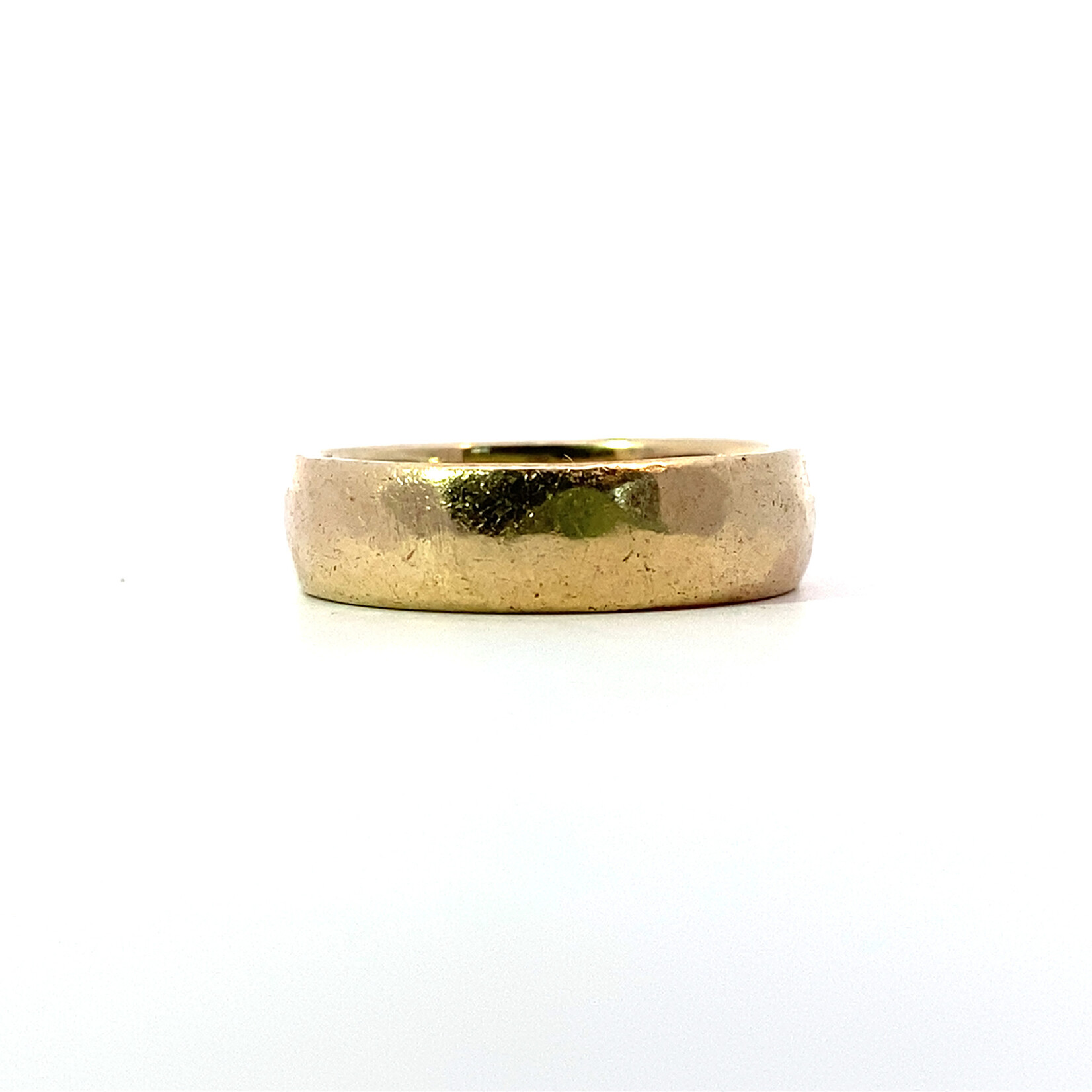 14K Yellow Gold 6mm Hammered Band sz 8.5