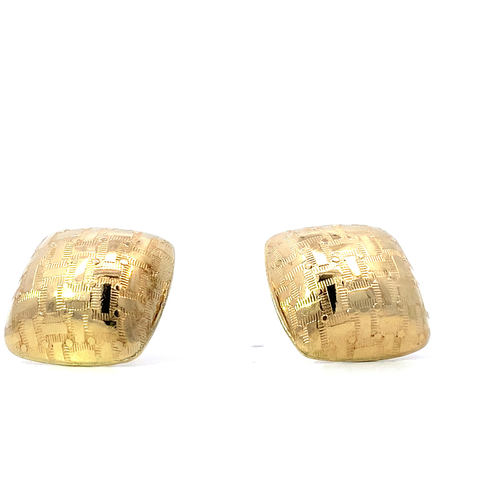 14K Yellow Gold Textured Hollow Earrings