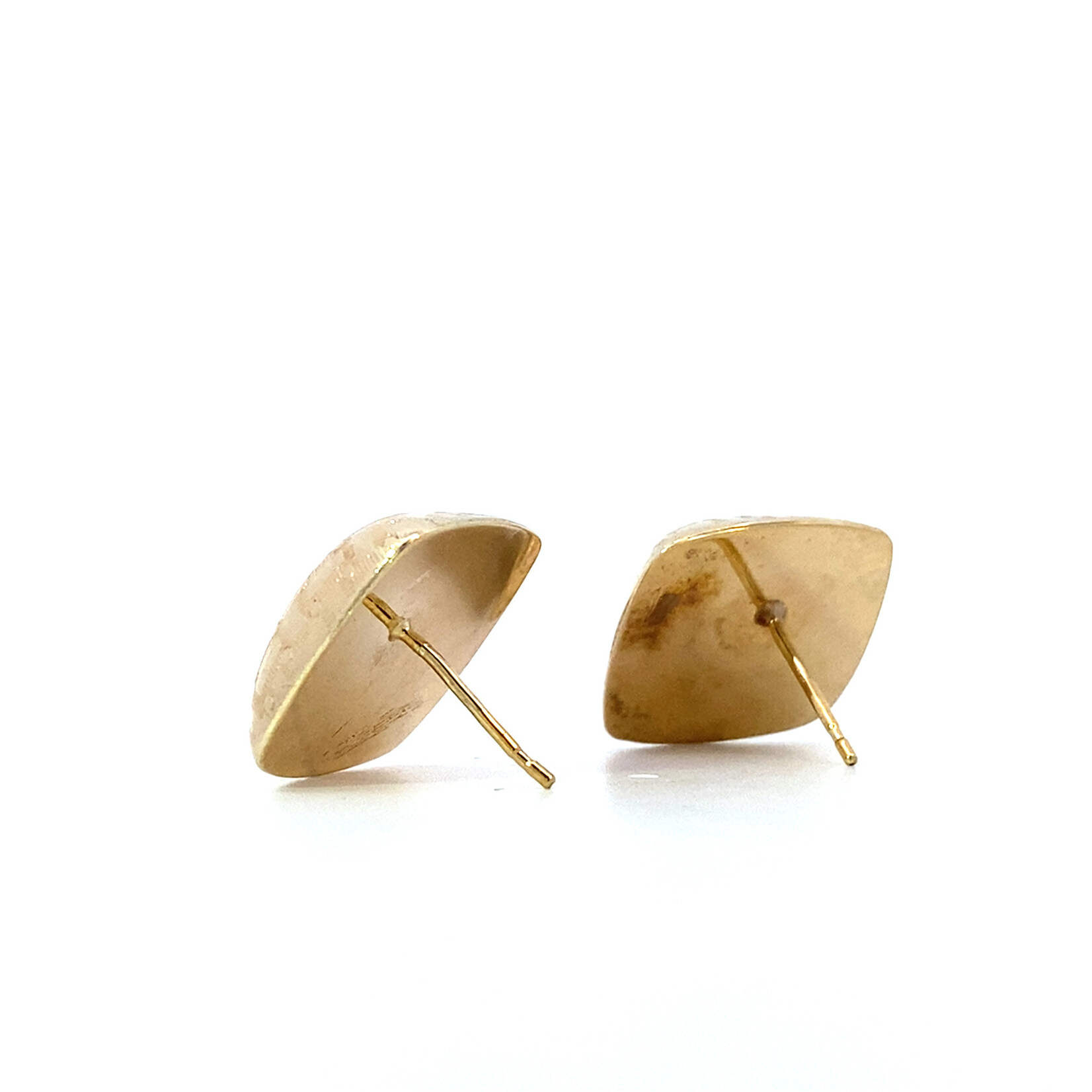 14K Yellow Gold Textured Hollow Earrings