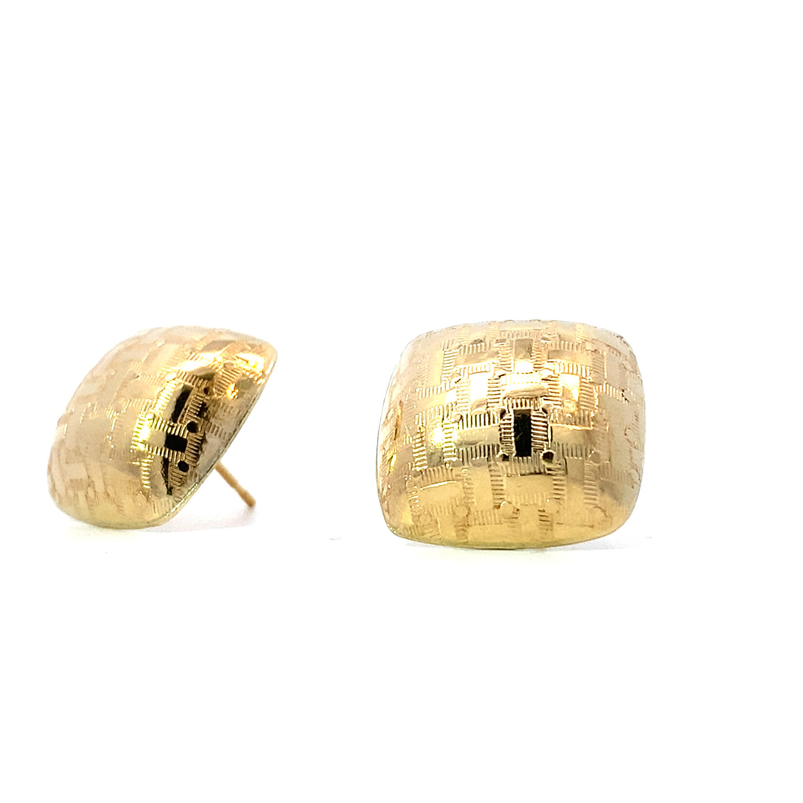 14K Yellow Gold Textured Hollow Earrings