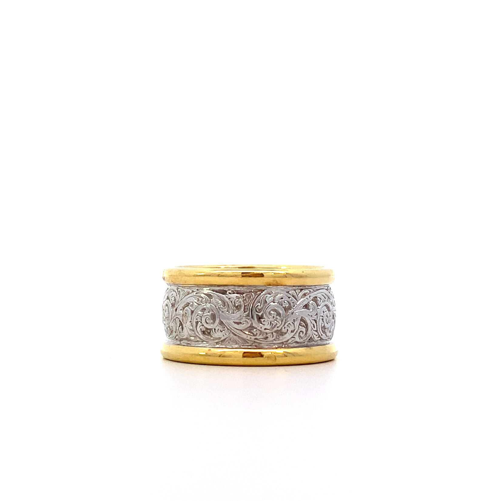 18K Yellow Gold Engraved Ring sz6.5