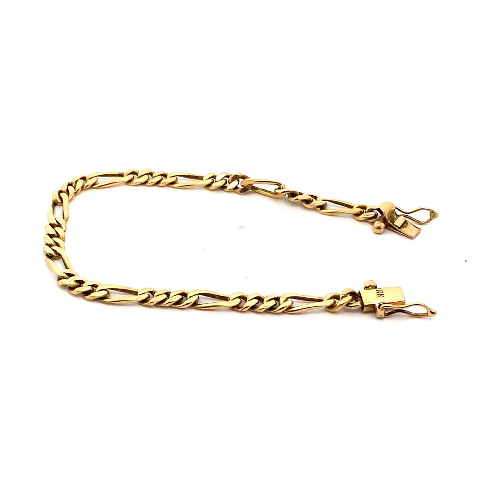 18K Yellow Gold  6" 3.5mm Figaro Bracelet