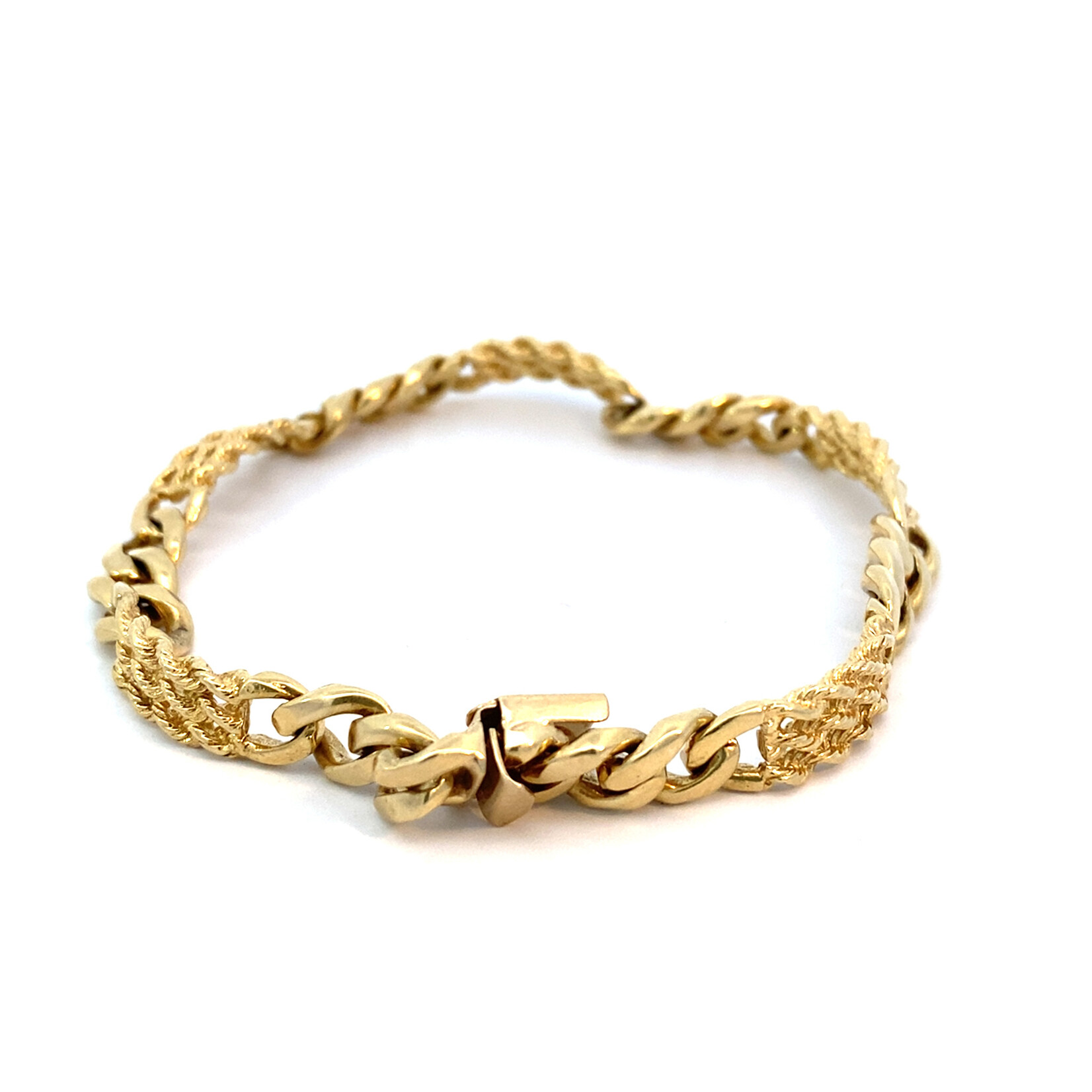 14K Yellow Gold 8" 7mm Rope and Figaro Bracelet