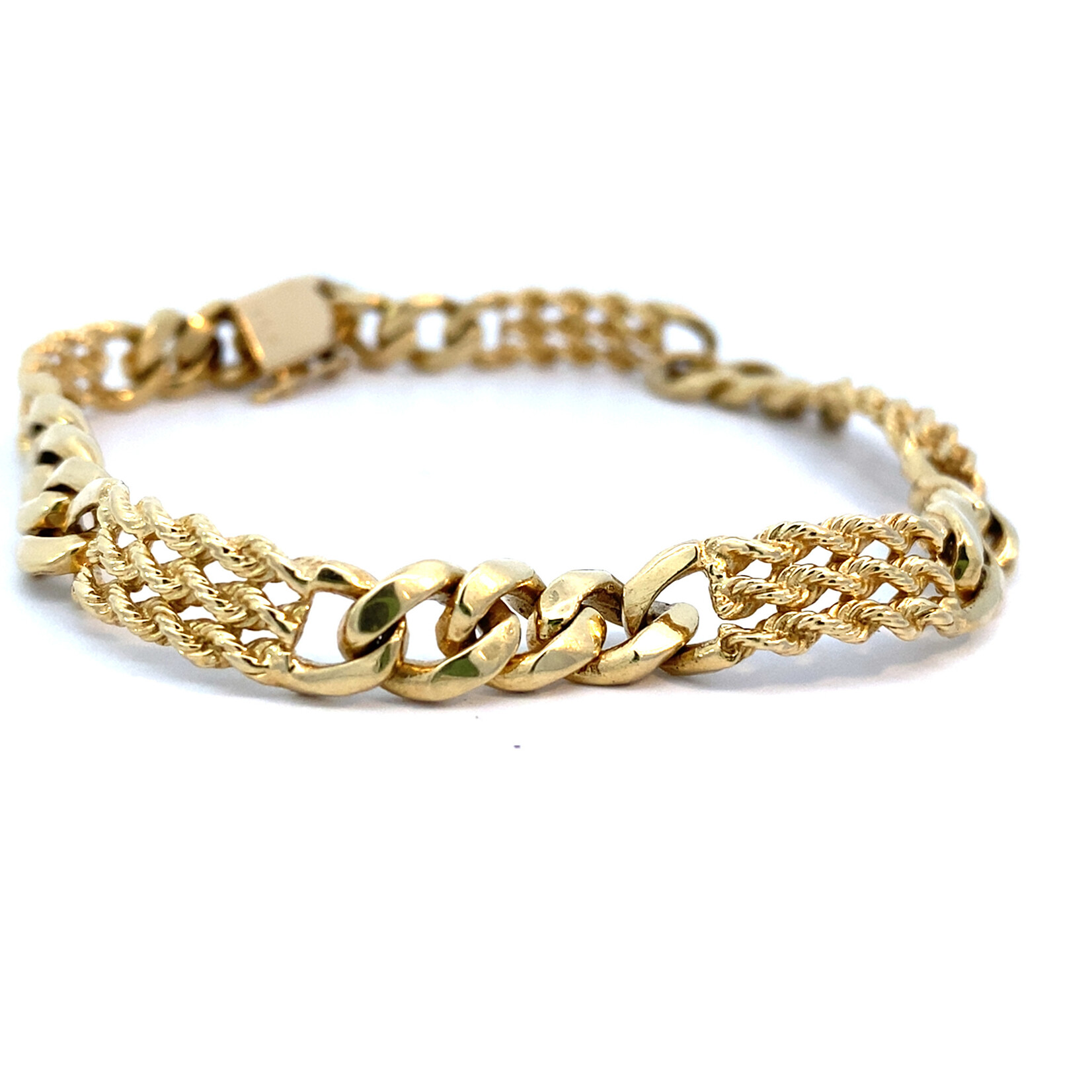 14K Yellow Gold 8" 7mm Rope and Figaro Bracelet