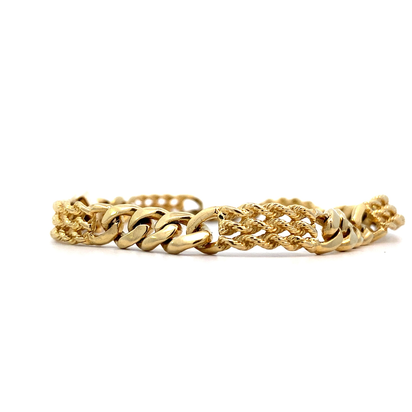 14K Yellow Gold 8" 7mm Rope and Figaro Bracelet