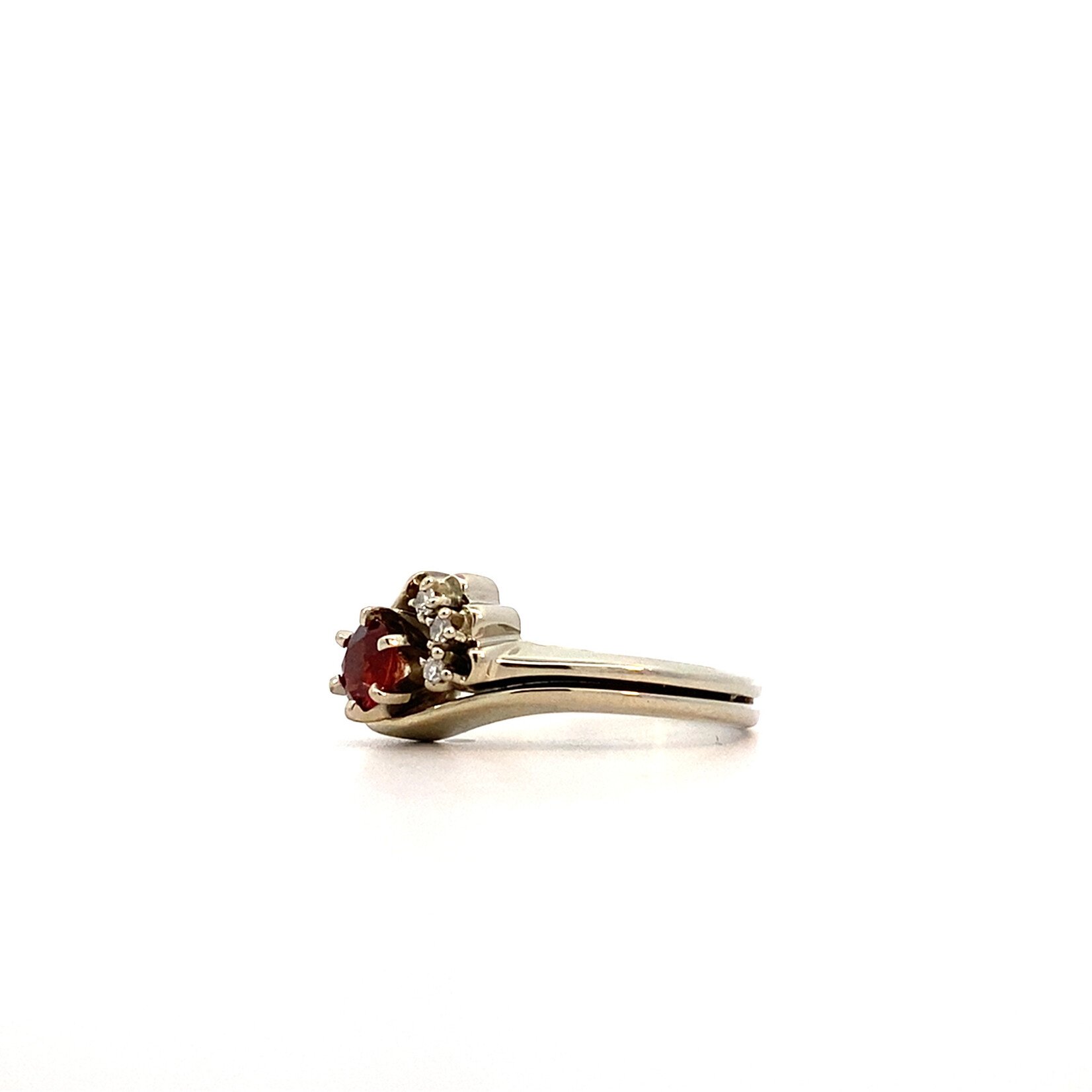 14K White Gold Spessartite Garnet and Diamond Ring sz6