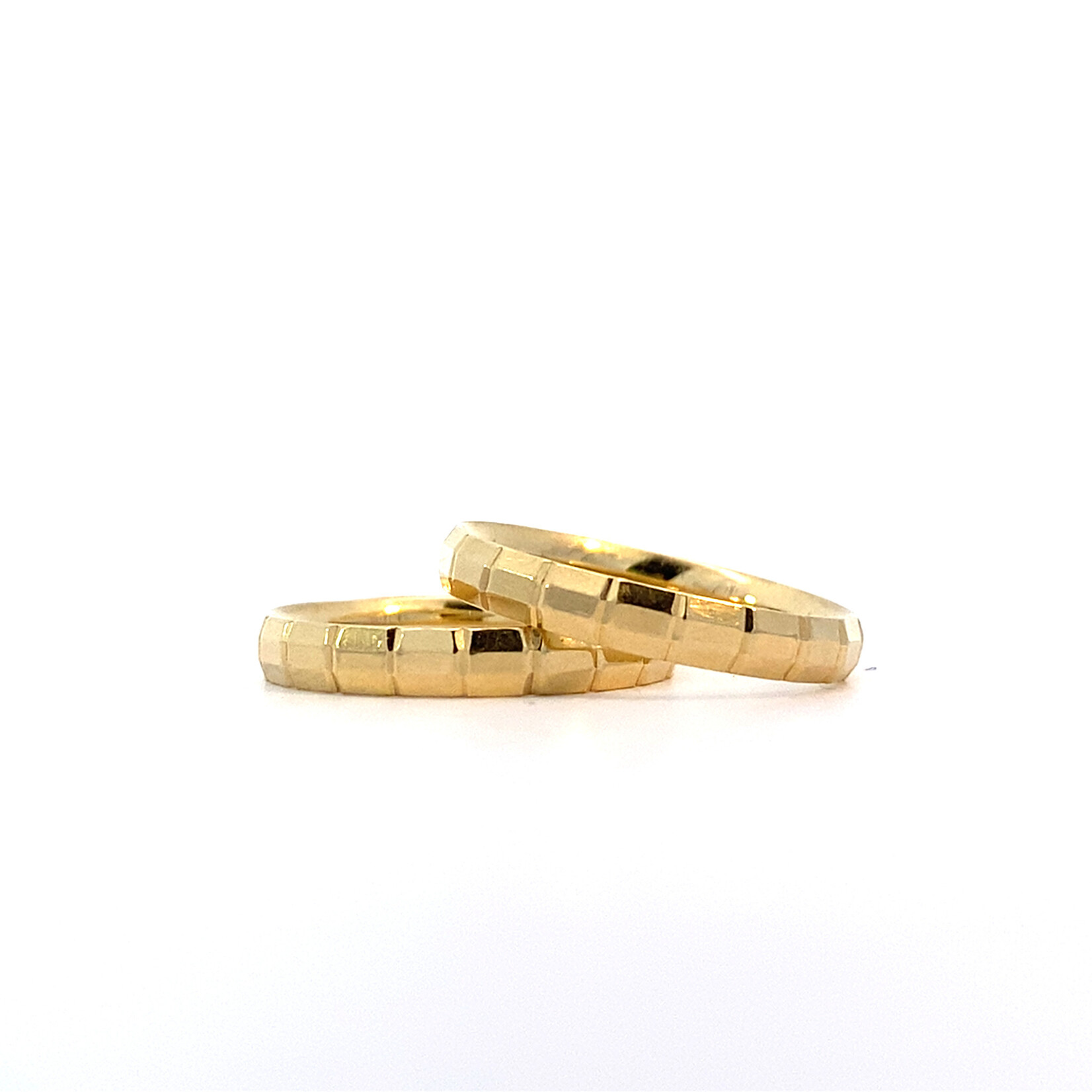 14K Yellow Gold Faceted Rings sz7 (pair)